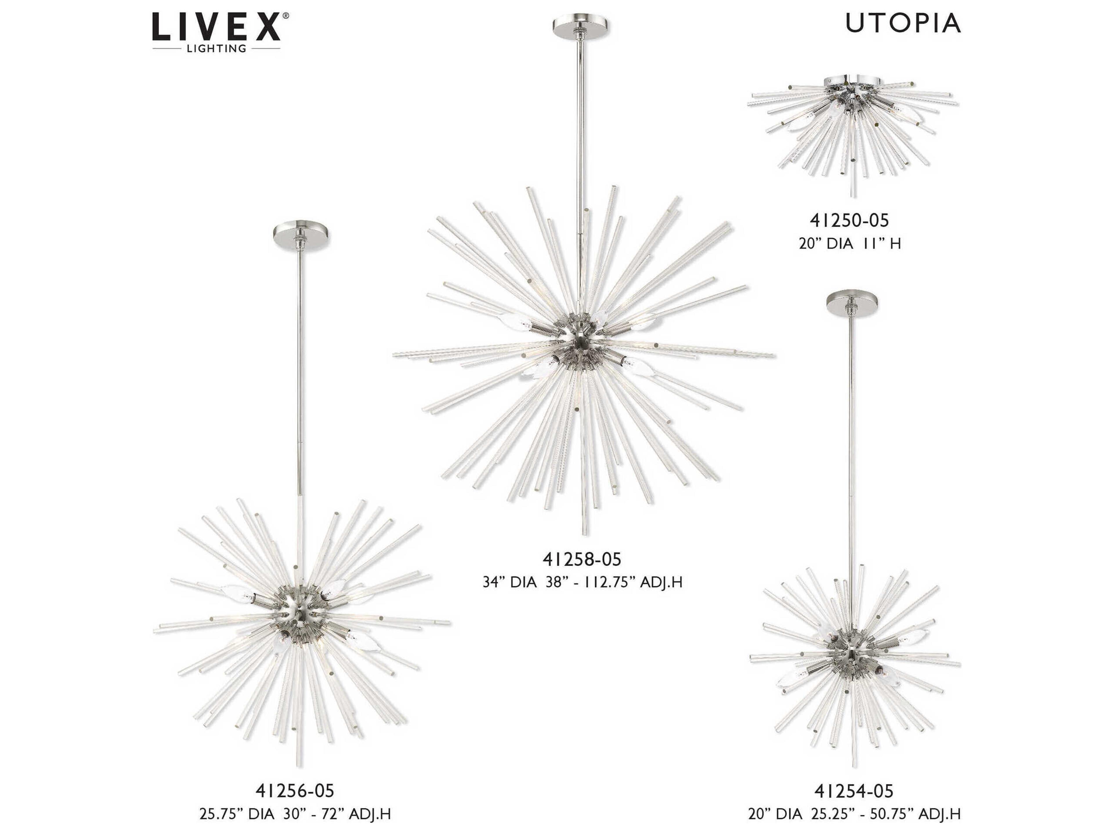 Livex Lighting Utopia 4-Light Polished Chrome Crystal Sputnik Flush Mount