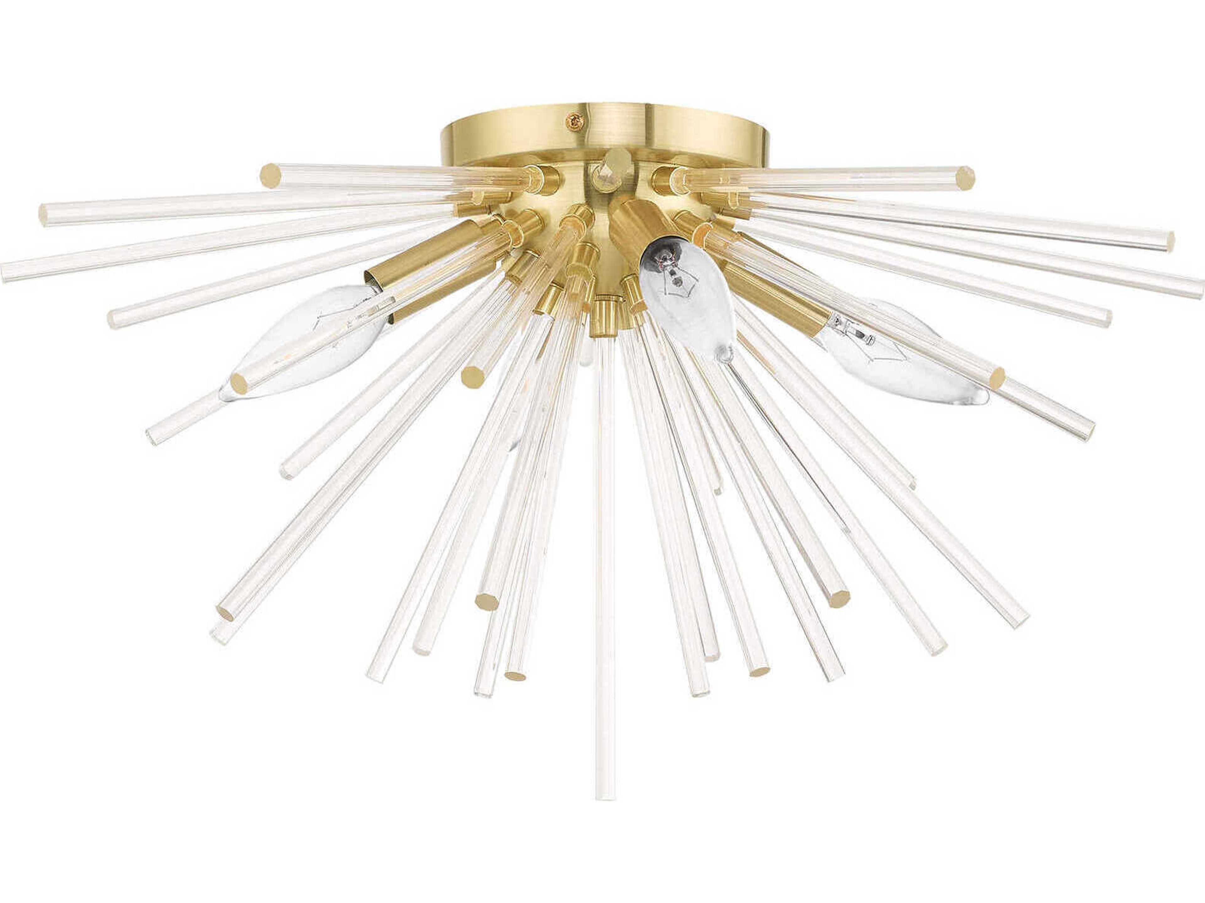 Livex Lighting Utopia 4-Light Satin Brass Clear Crystal Flush Mount