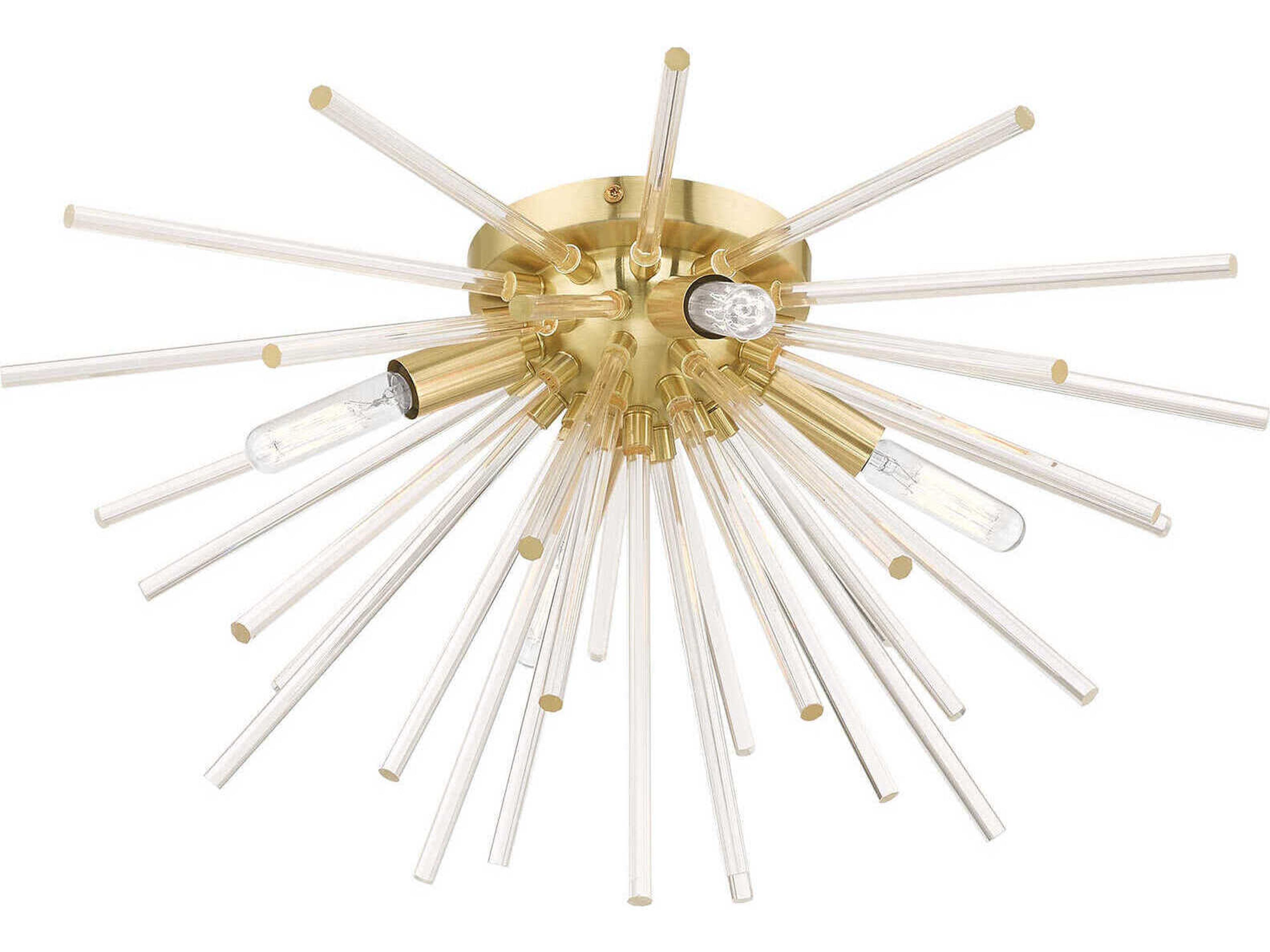 Livex Lighting Utopia 4-Light Satin Brass Clear Crystal Flush Mount