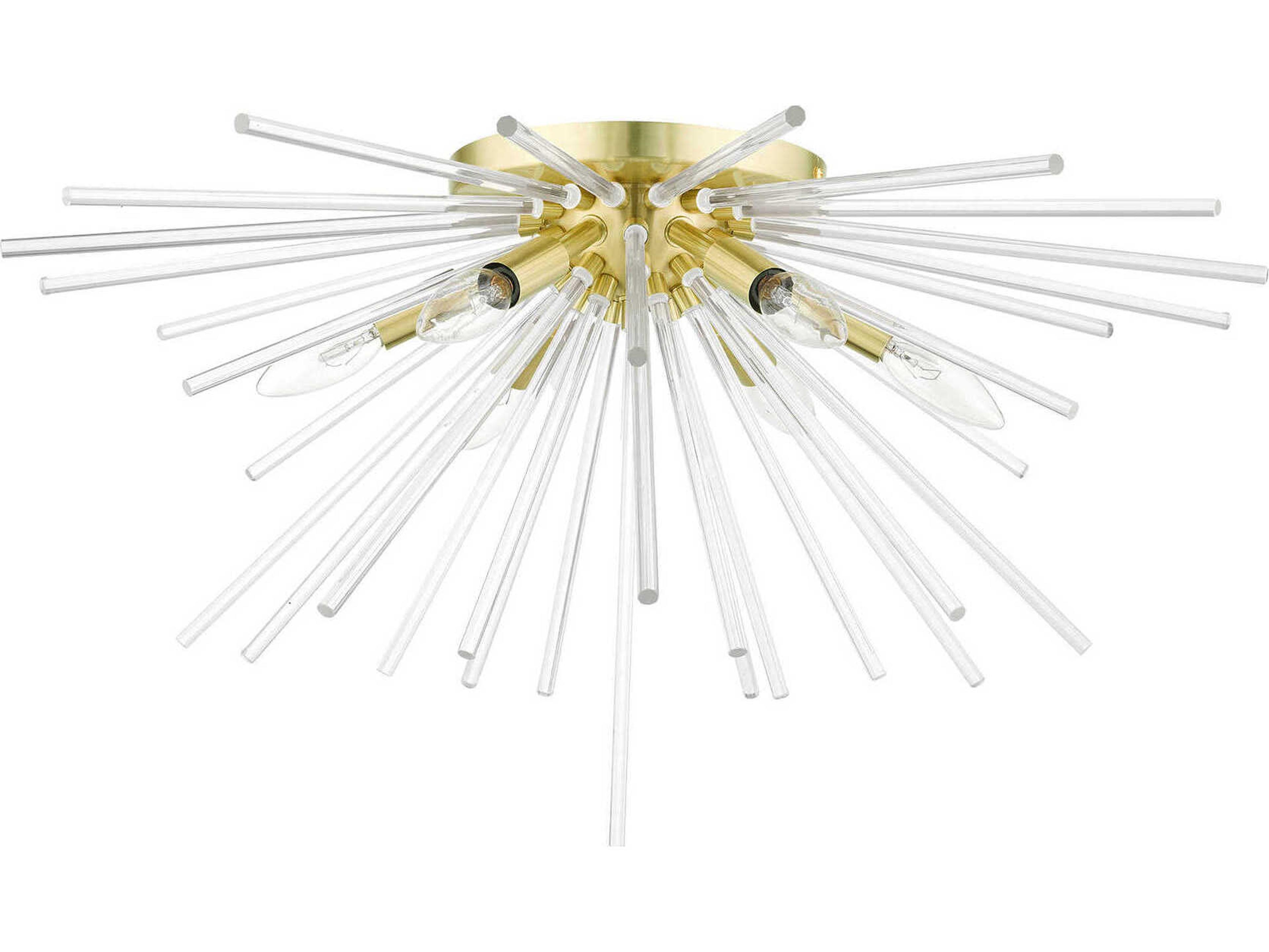 Livex Lighting Utopia 6-Light Satin Brass Crystal Sputnik Flush Mount