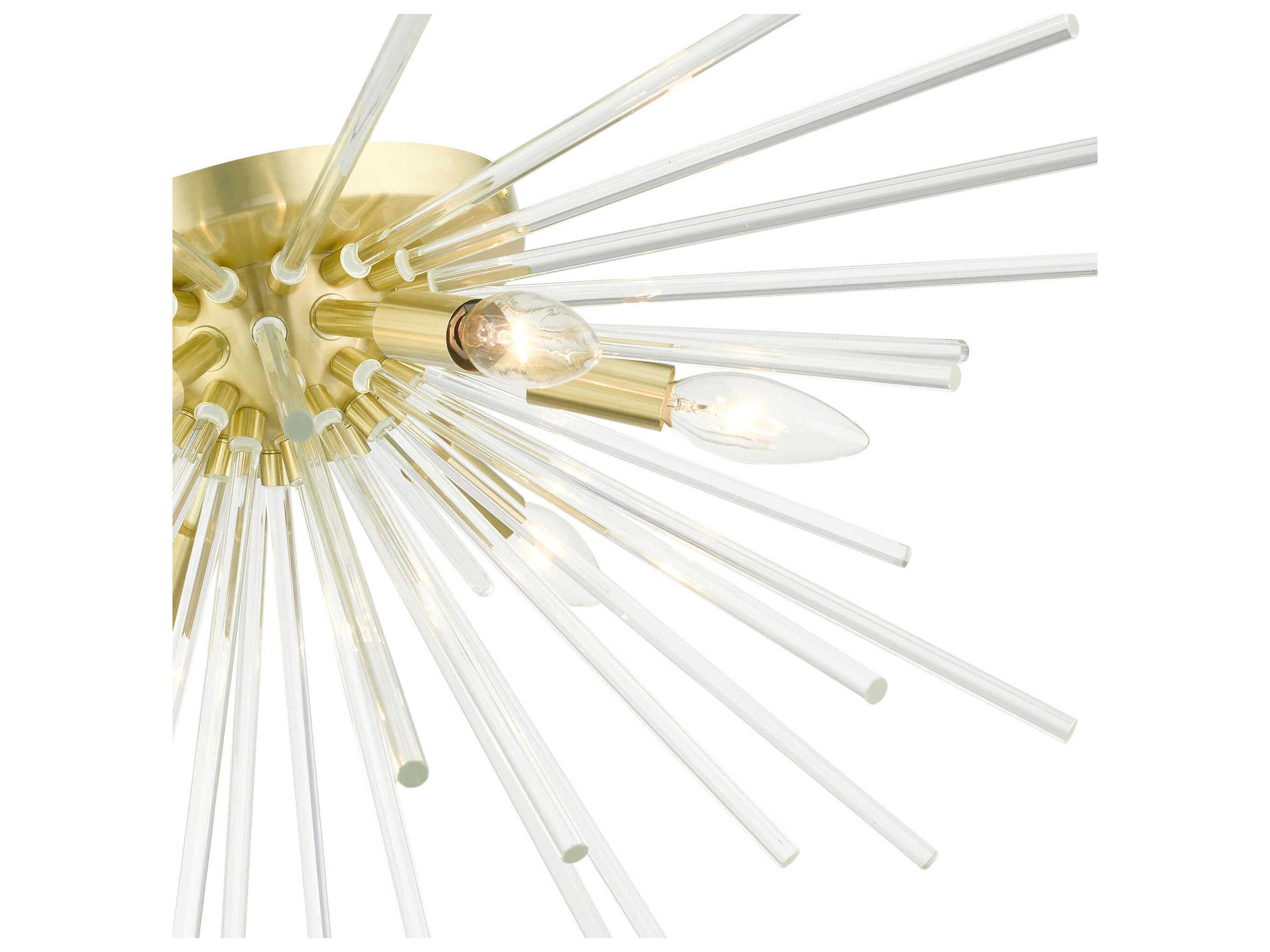 Livex Lighting Utopia 6-Light Satin Brass Crystal Sputnik Flush Mount