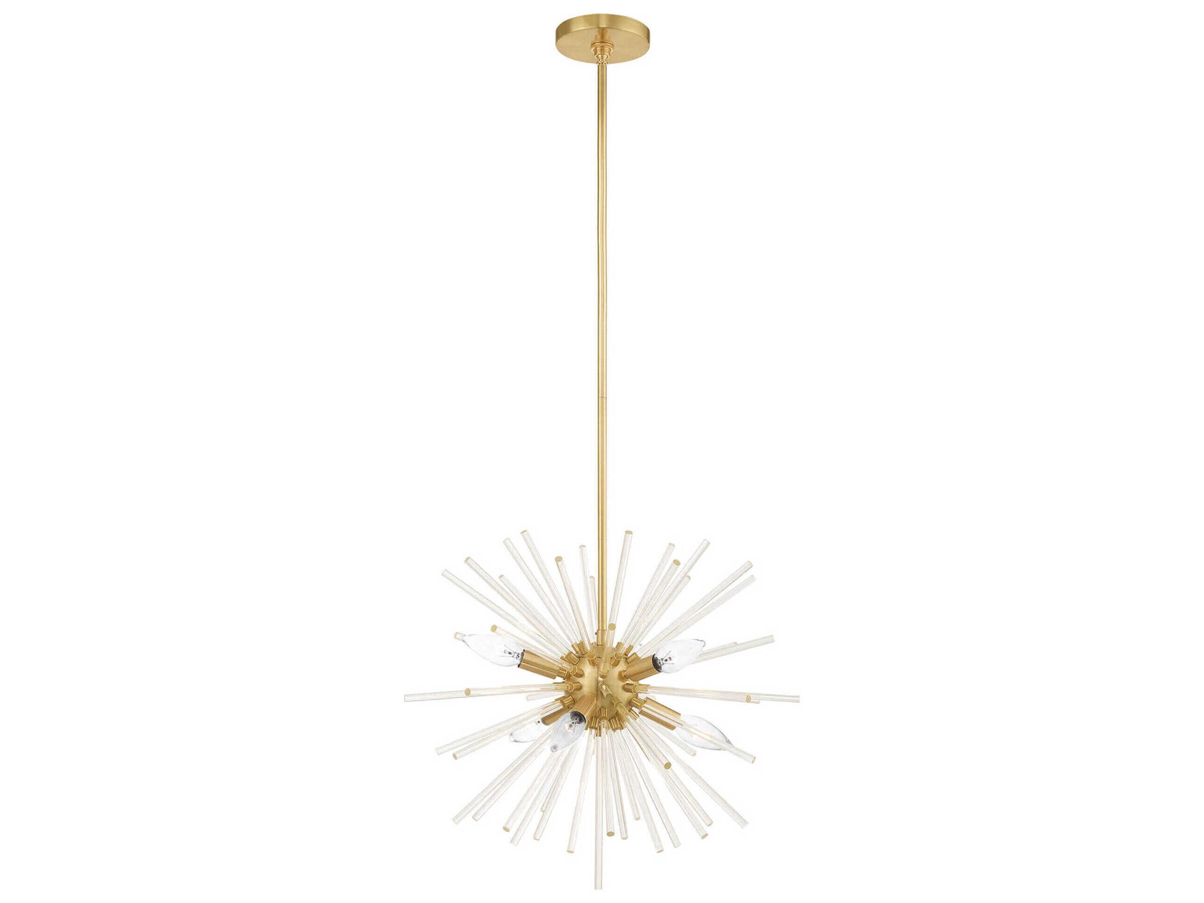 Utopia 6-Light Satin Brass Crystal Pendant