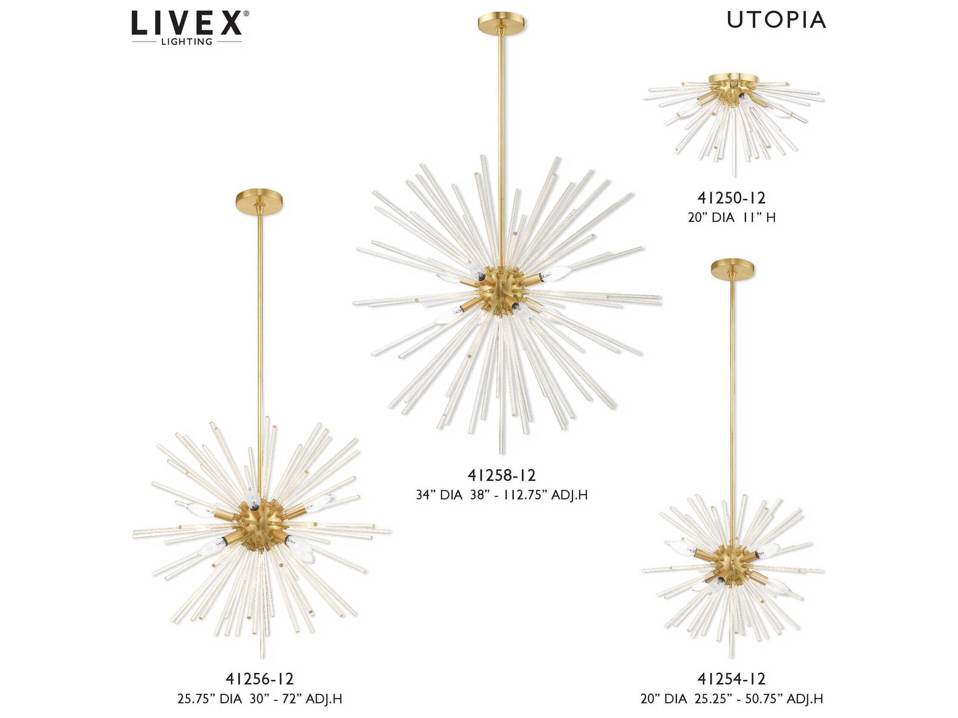 Livex Lighting Utopia 8-Light Satin Brass Crystal Sputnik Pendant