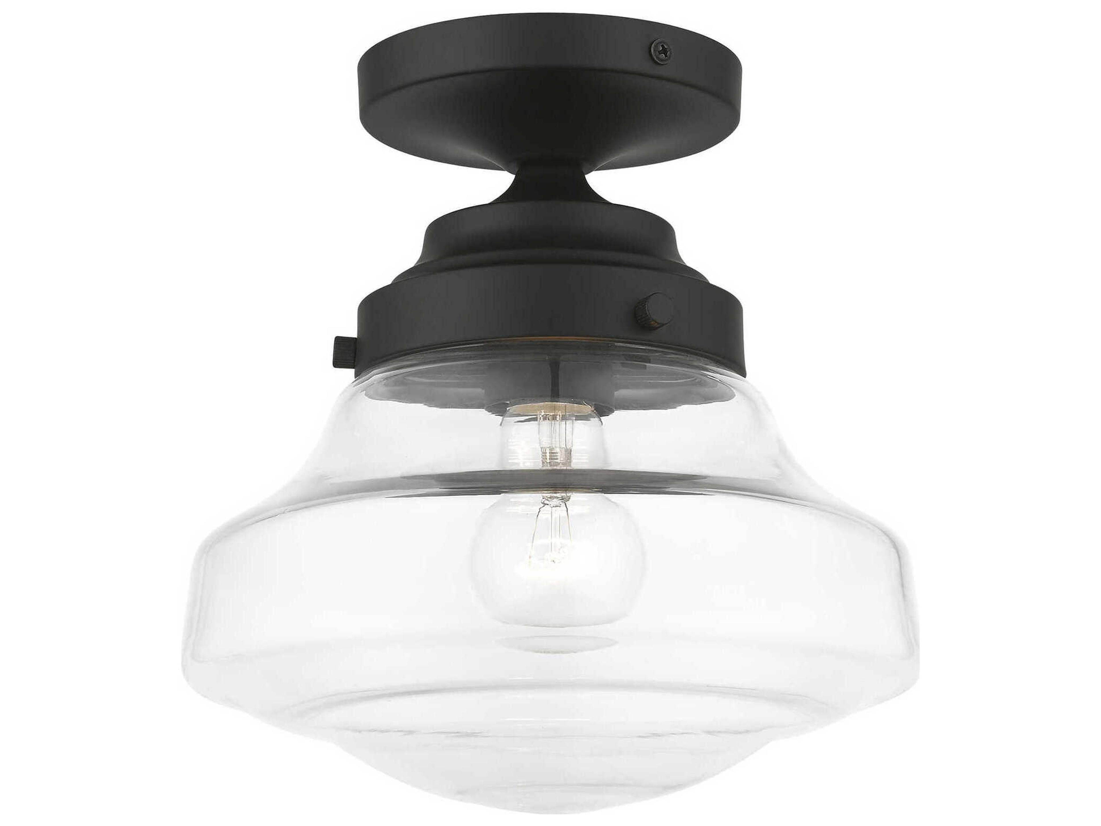 Avondale 1-Light Black Glass Semi Flush Mount
