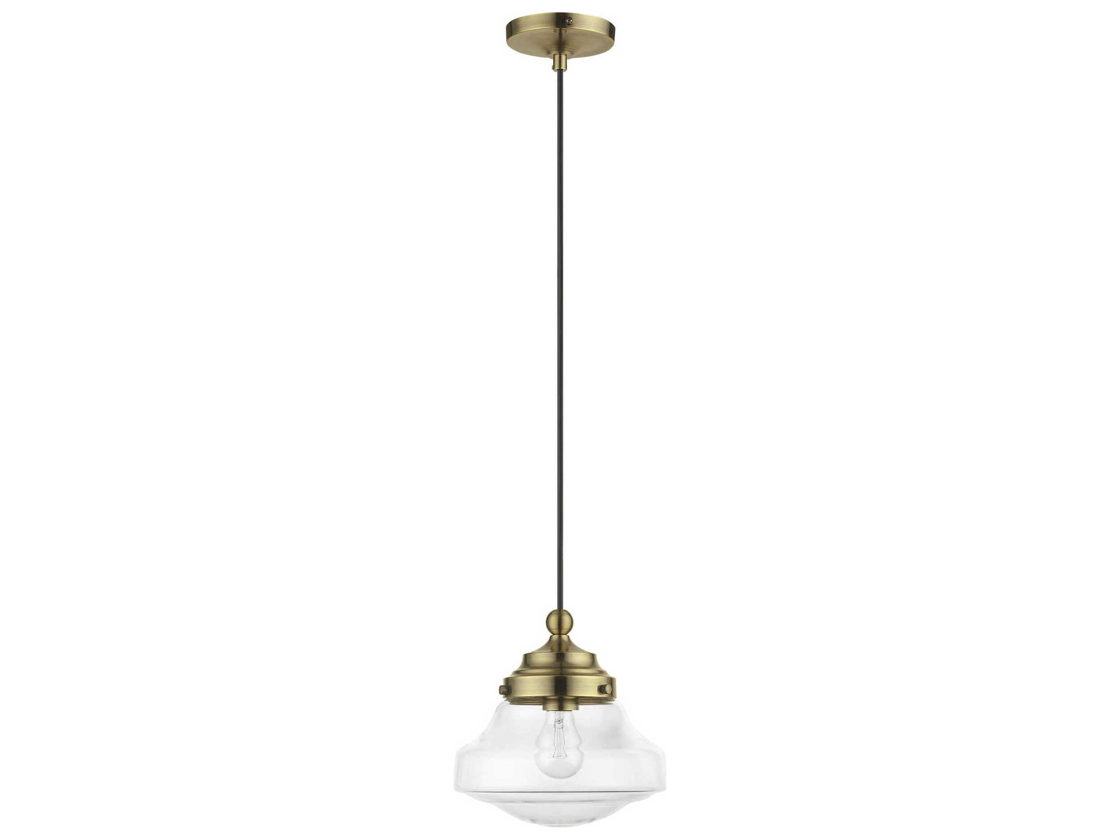 Livex Lighting Avondale 1-Light Antique Brass Glass Mini Pendant