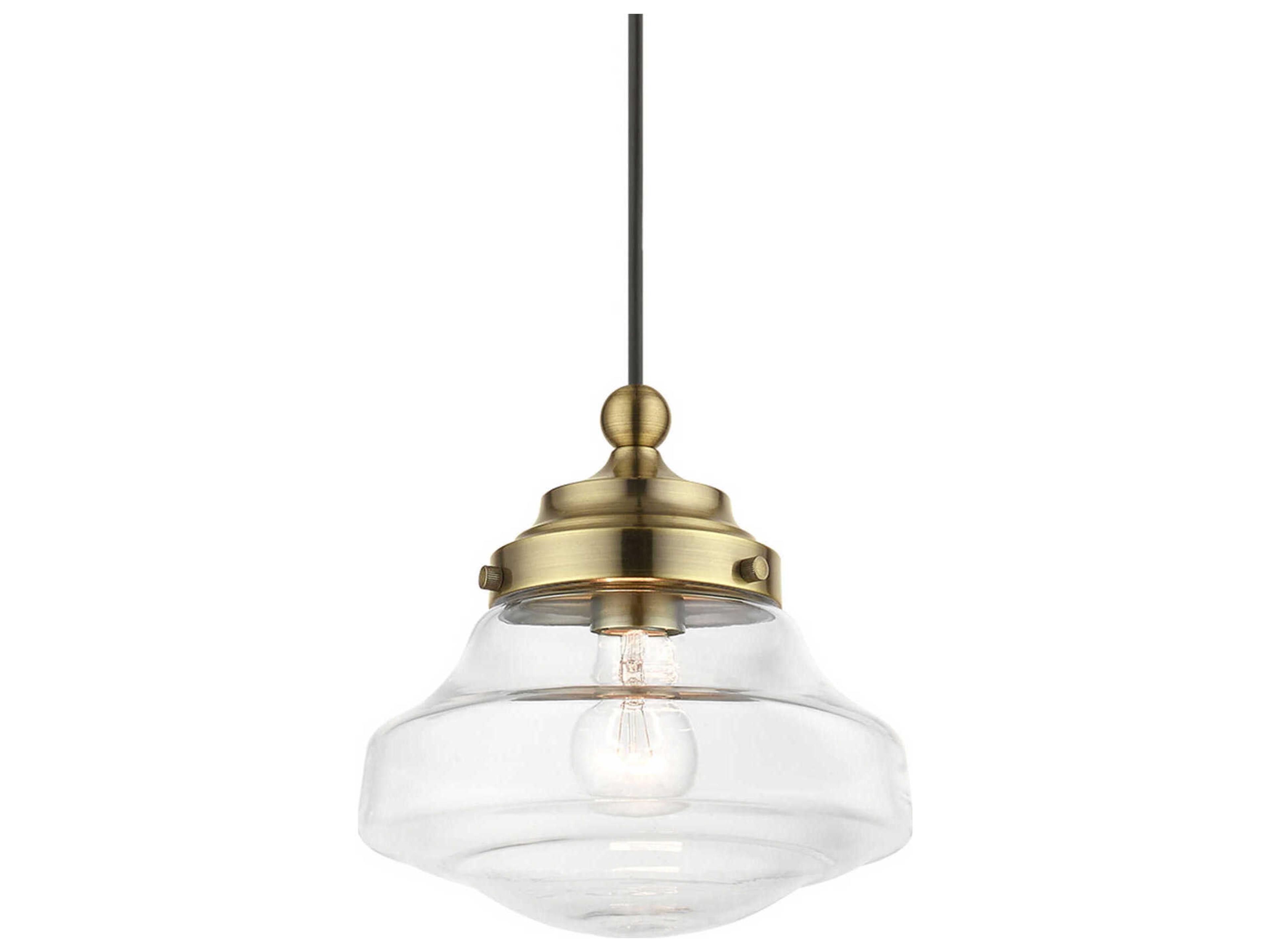 Livex Lighting Avondale 1-Light Antique Brass Glass Mini Pendant