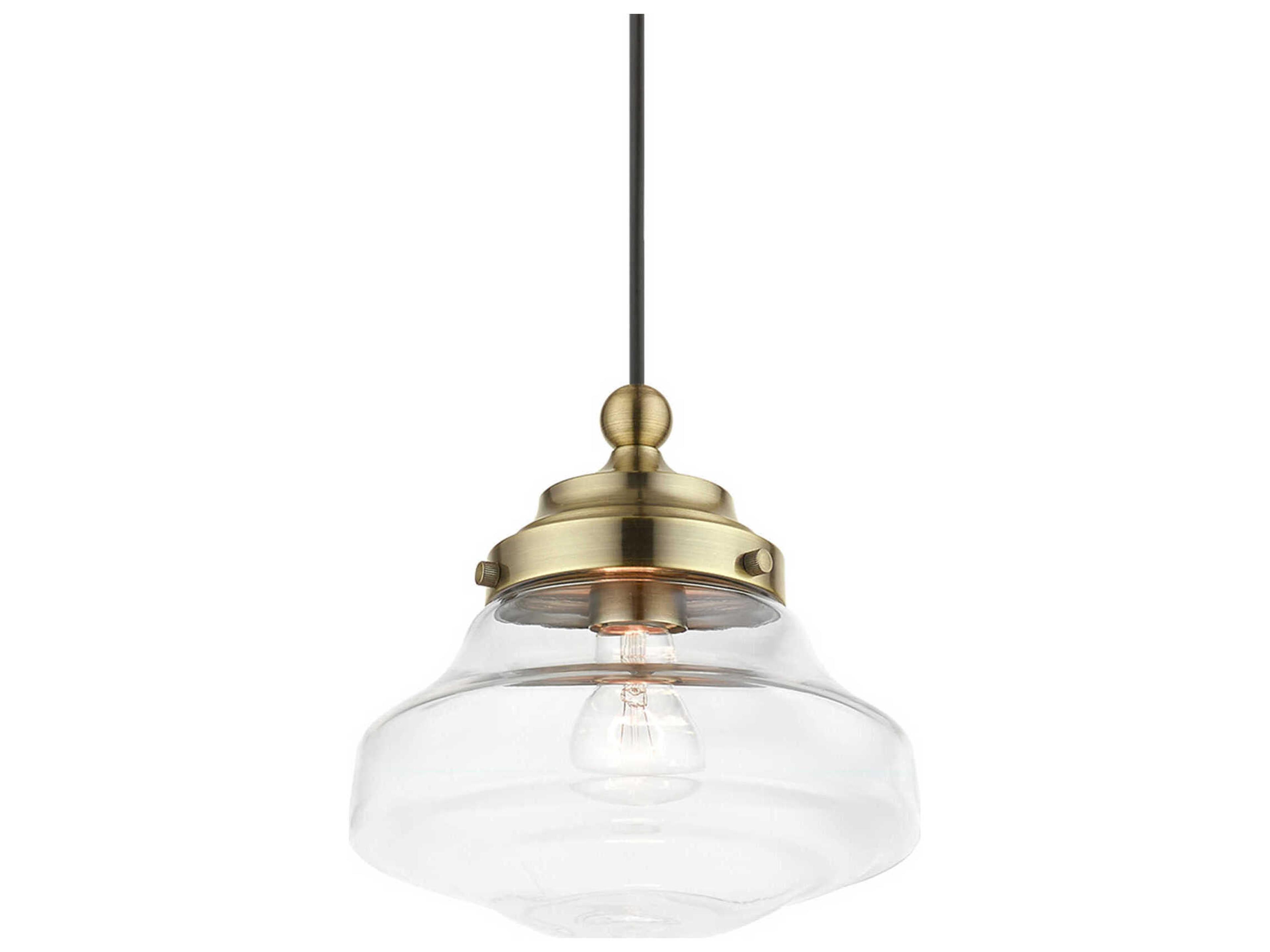 Livex Lighting Avondale 1-Light Antique Brass Glass Mini Pendant