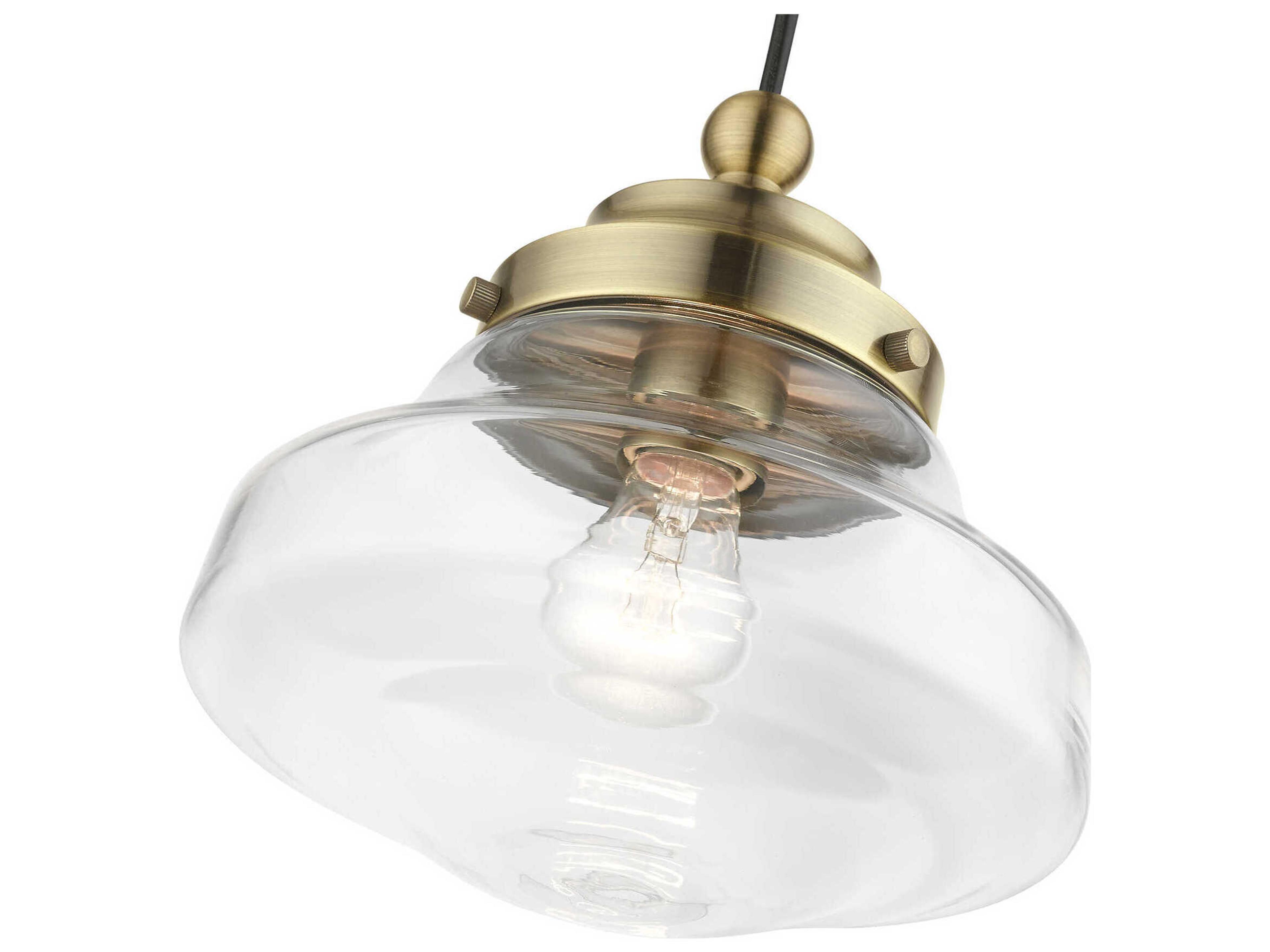 Livex Lighting Avondale 1-Light Antique Brass Glass Mini Pendant
