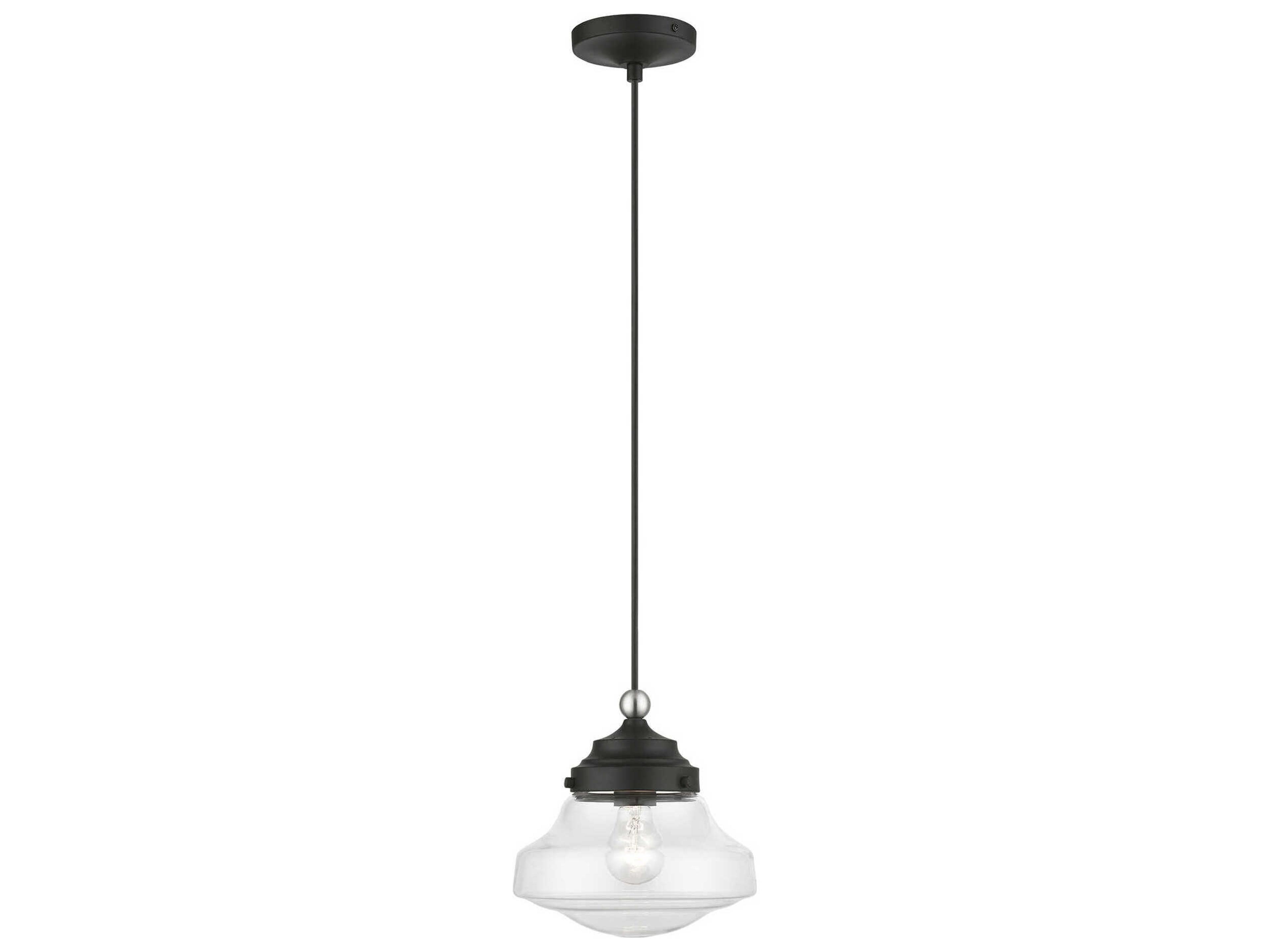 Avondale 1-Light Black Brushed Nickel Glass Mini Pendant