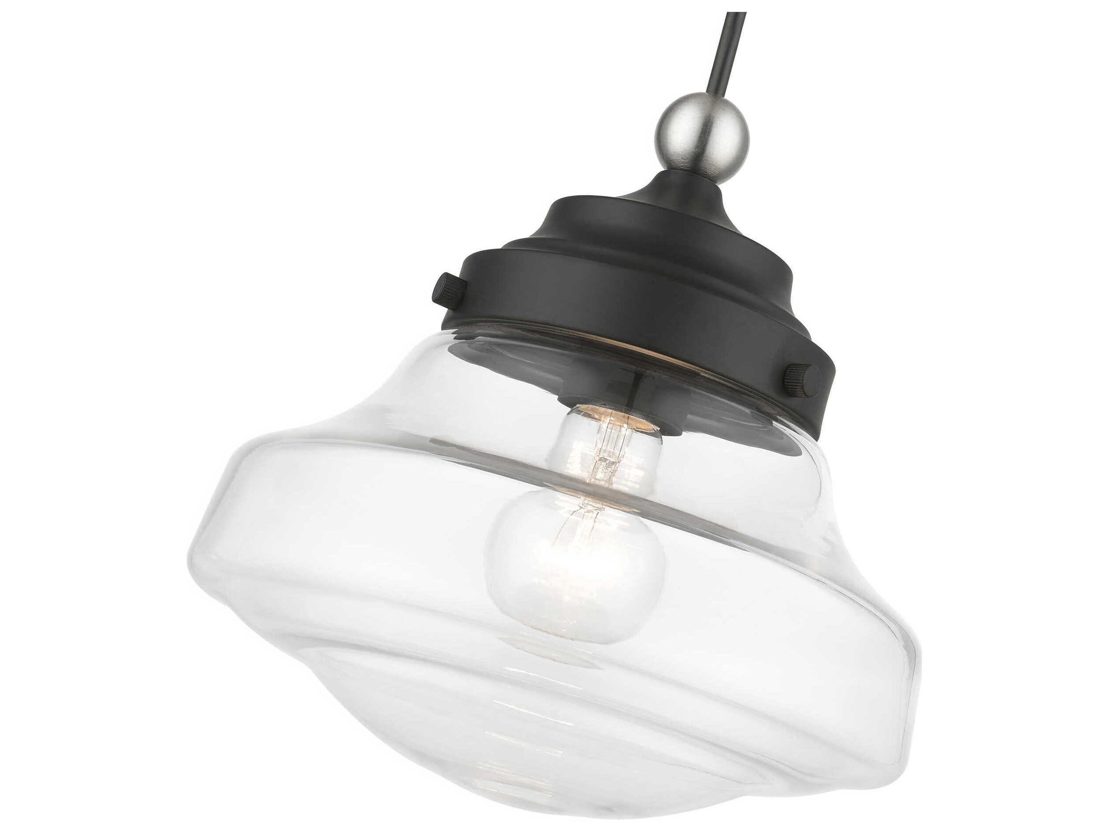 Livex Lighting Avondale 1-Light Black Brushed Nickel Glass Mini Pendant