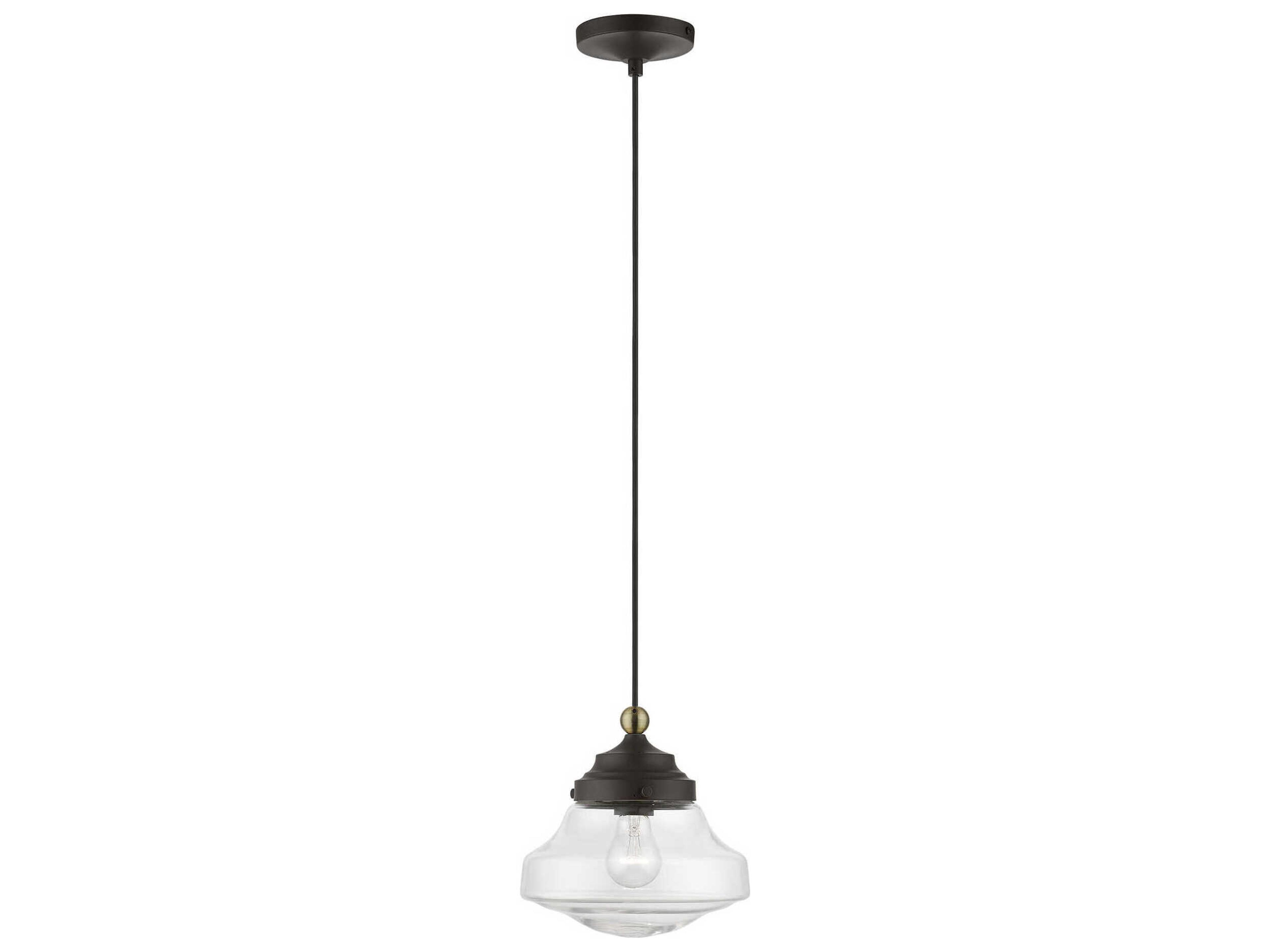 Avondale 1-Light Bronze Antique Brass Glass Mini Pendant