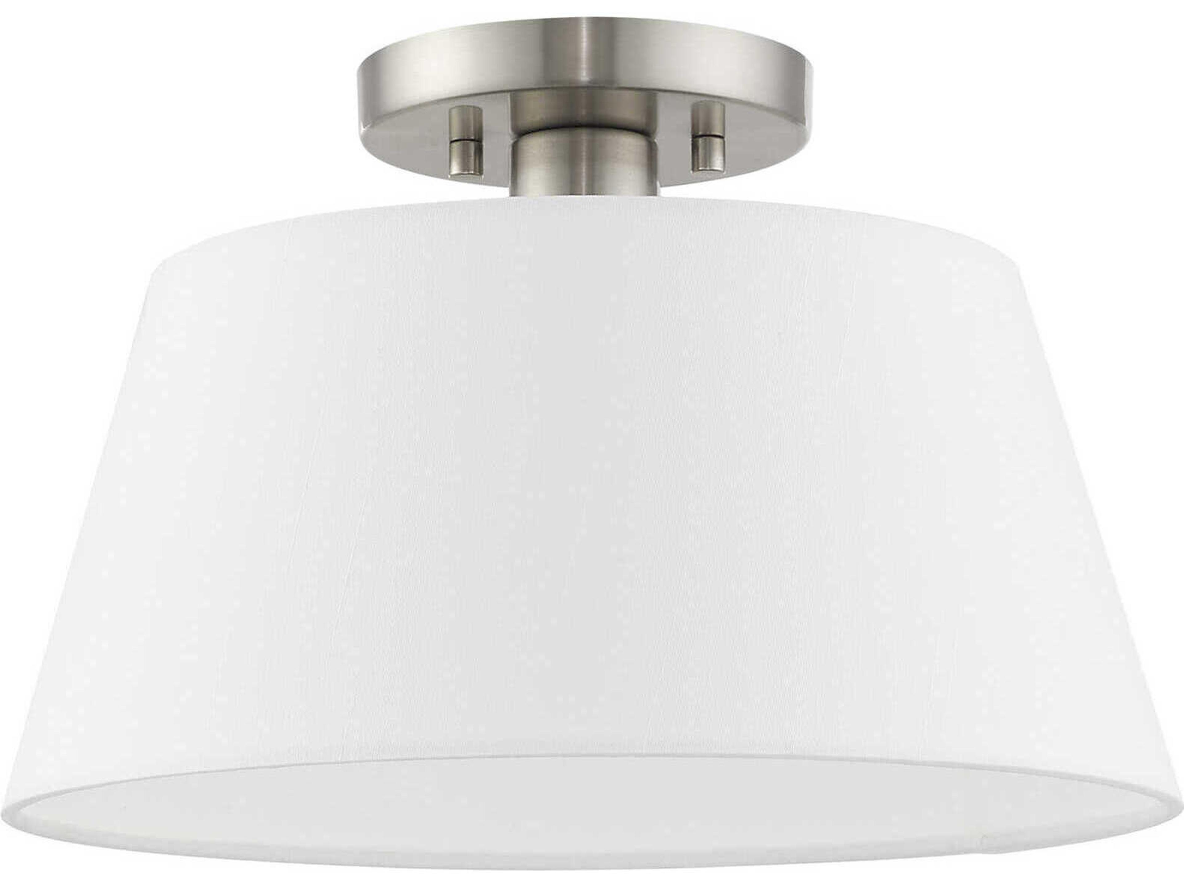 Livex Lighting Belclaire 1-Light Brushed Nickel White Empire Semi Flush Mount