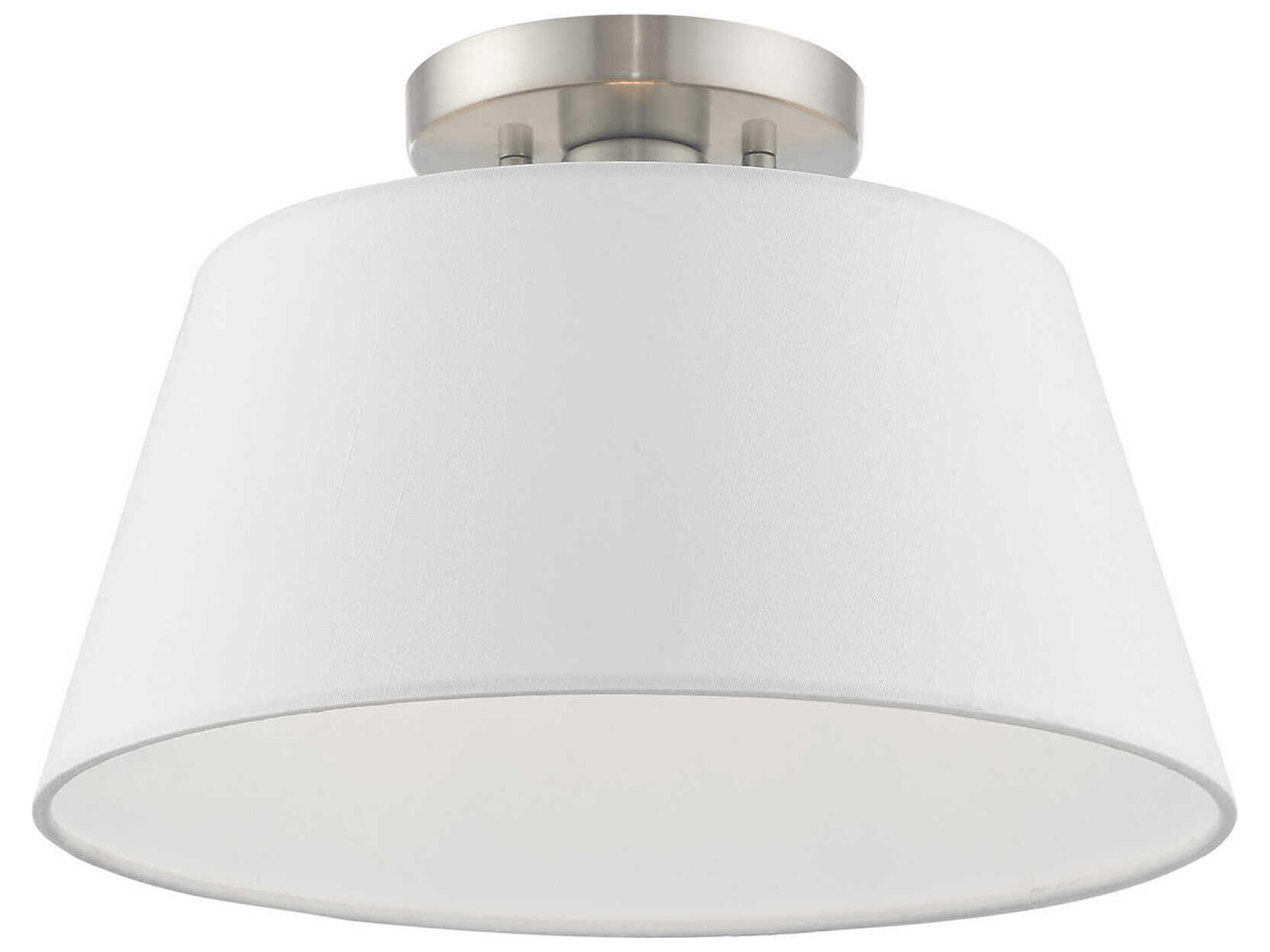 Livex Lighting Belclaire 1-Light Brushed Nickel White Empire Semi Flush Mount