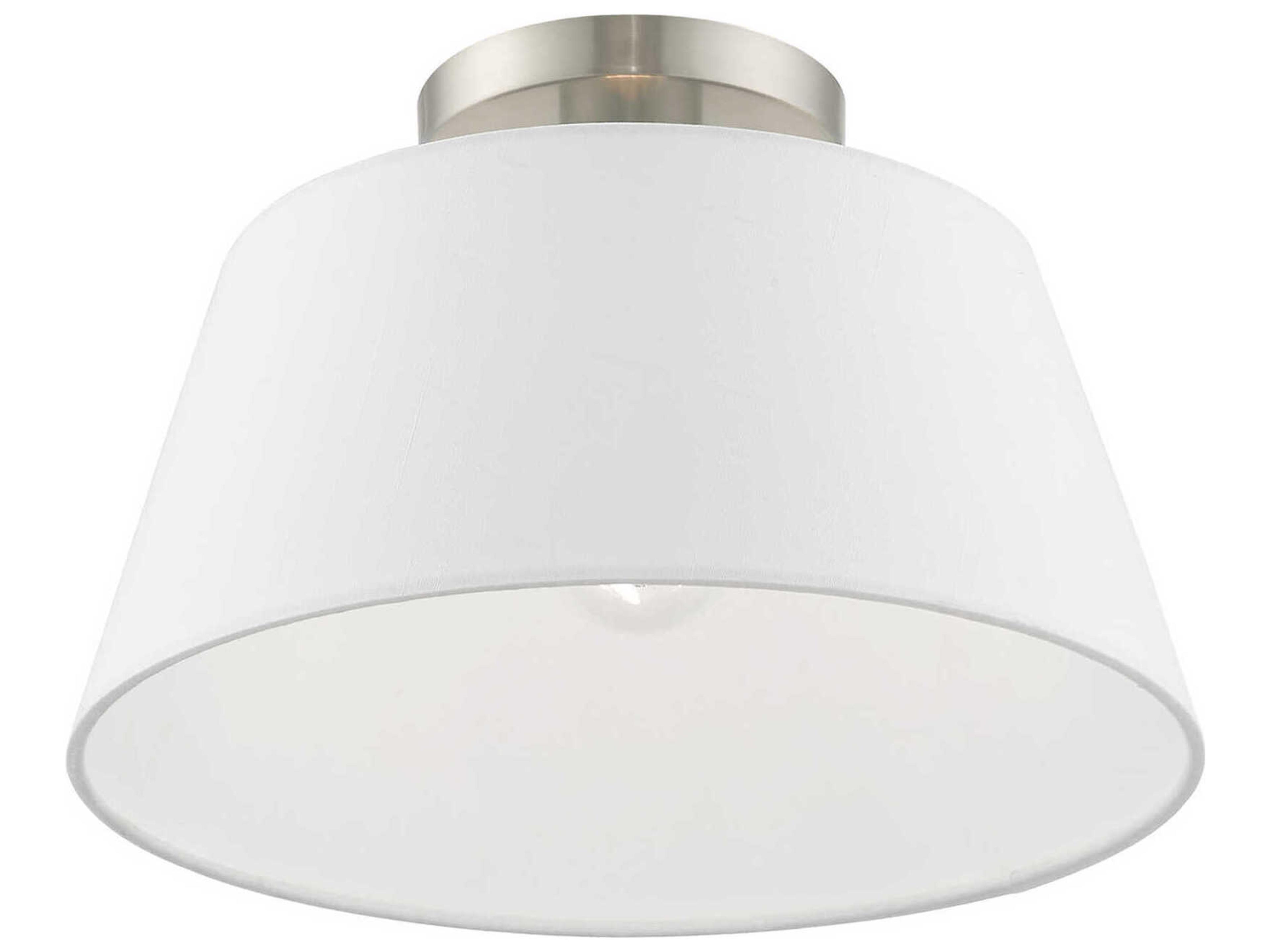 Livex Lighting Belclaire 1-Light Brushed Nickel White Empire Semi Flush Mount