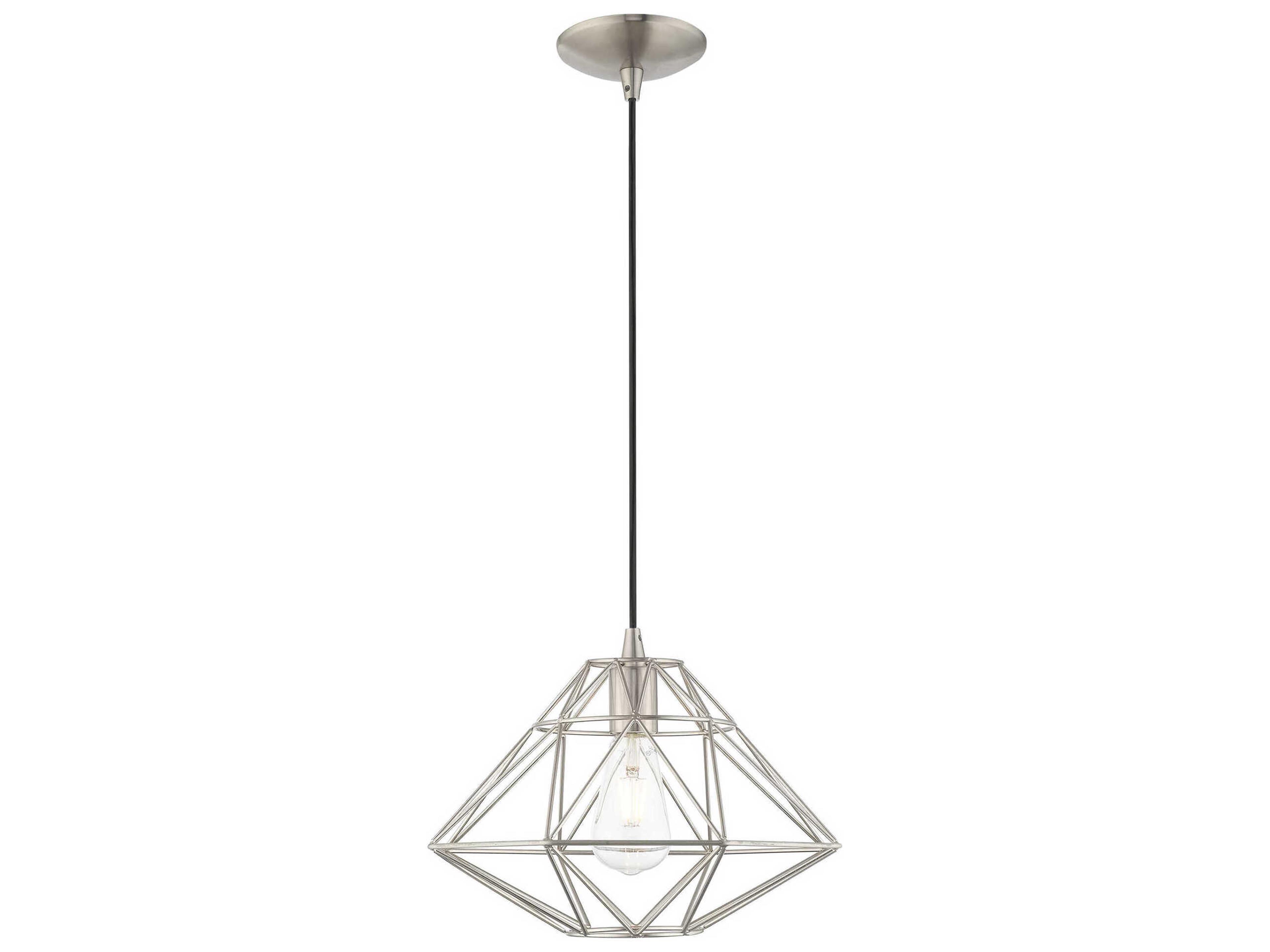 Geometric 1-Light Brushed Nickel Pendant
