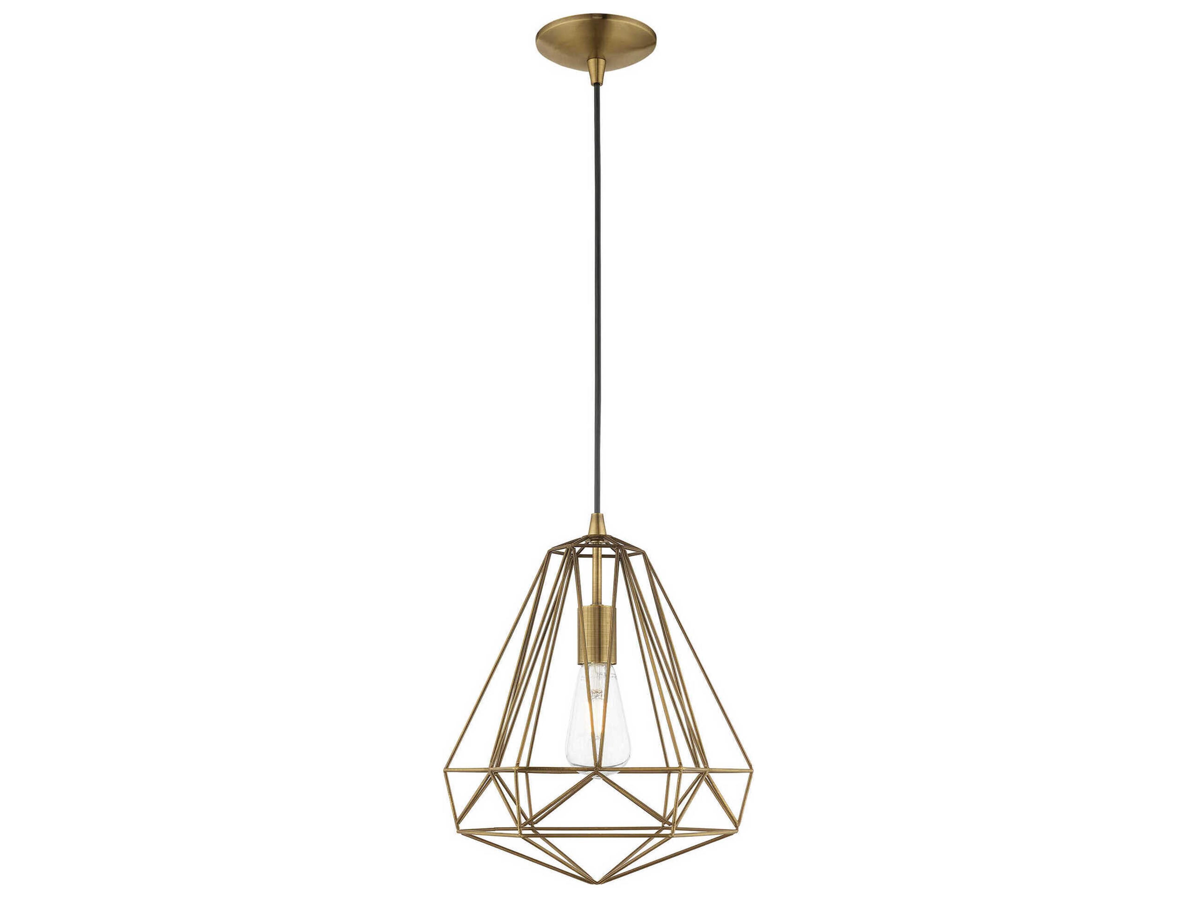 Geometric 1-Light Antique Brass Pendant