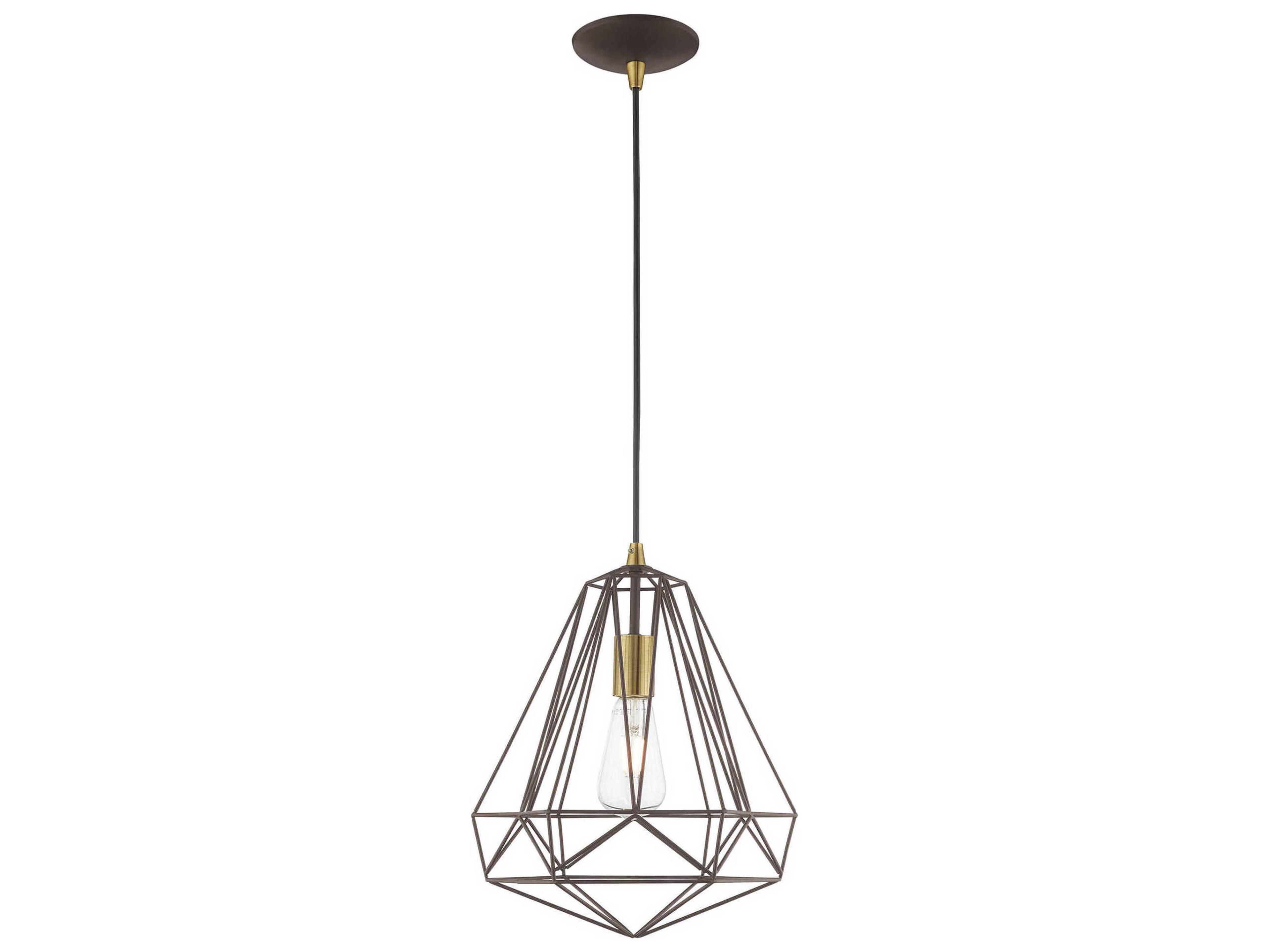 Geometric 1-Light Bronze Pendant