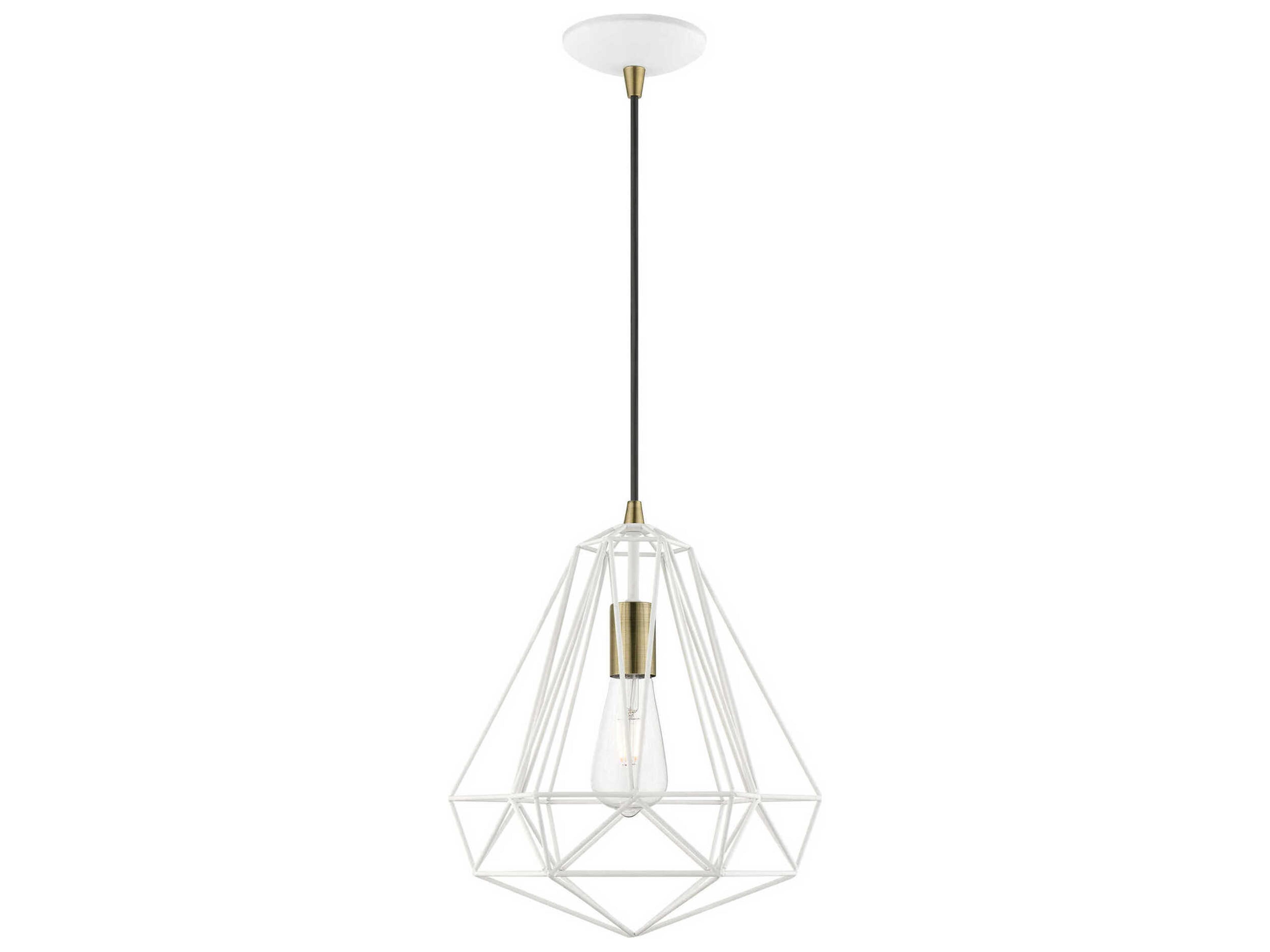 Knox 1-Light Textured White Antique Brass Pendant