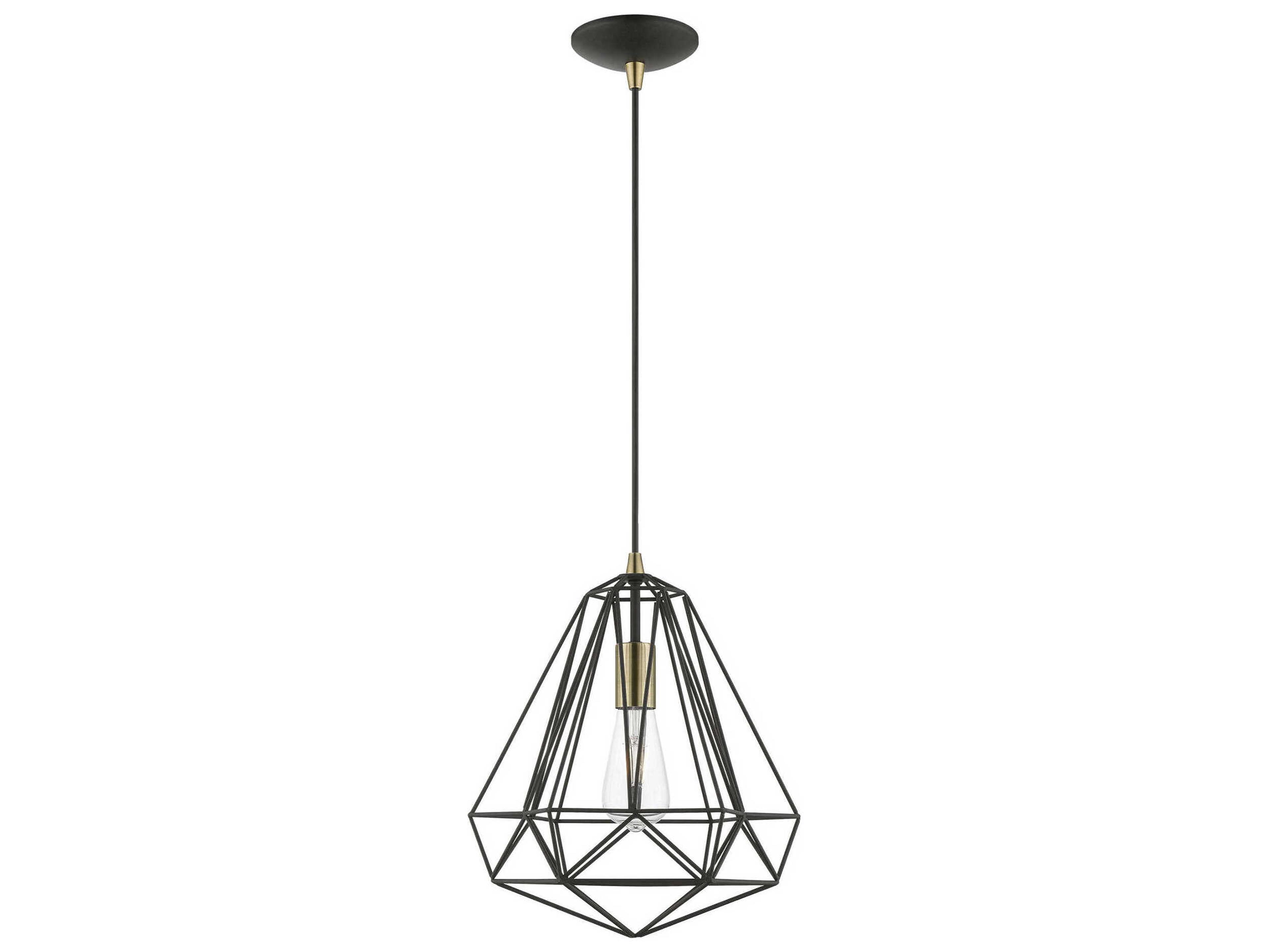 Knox 1-Light Textured Black Polished Chrome Pendant