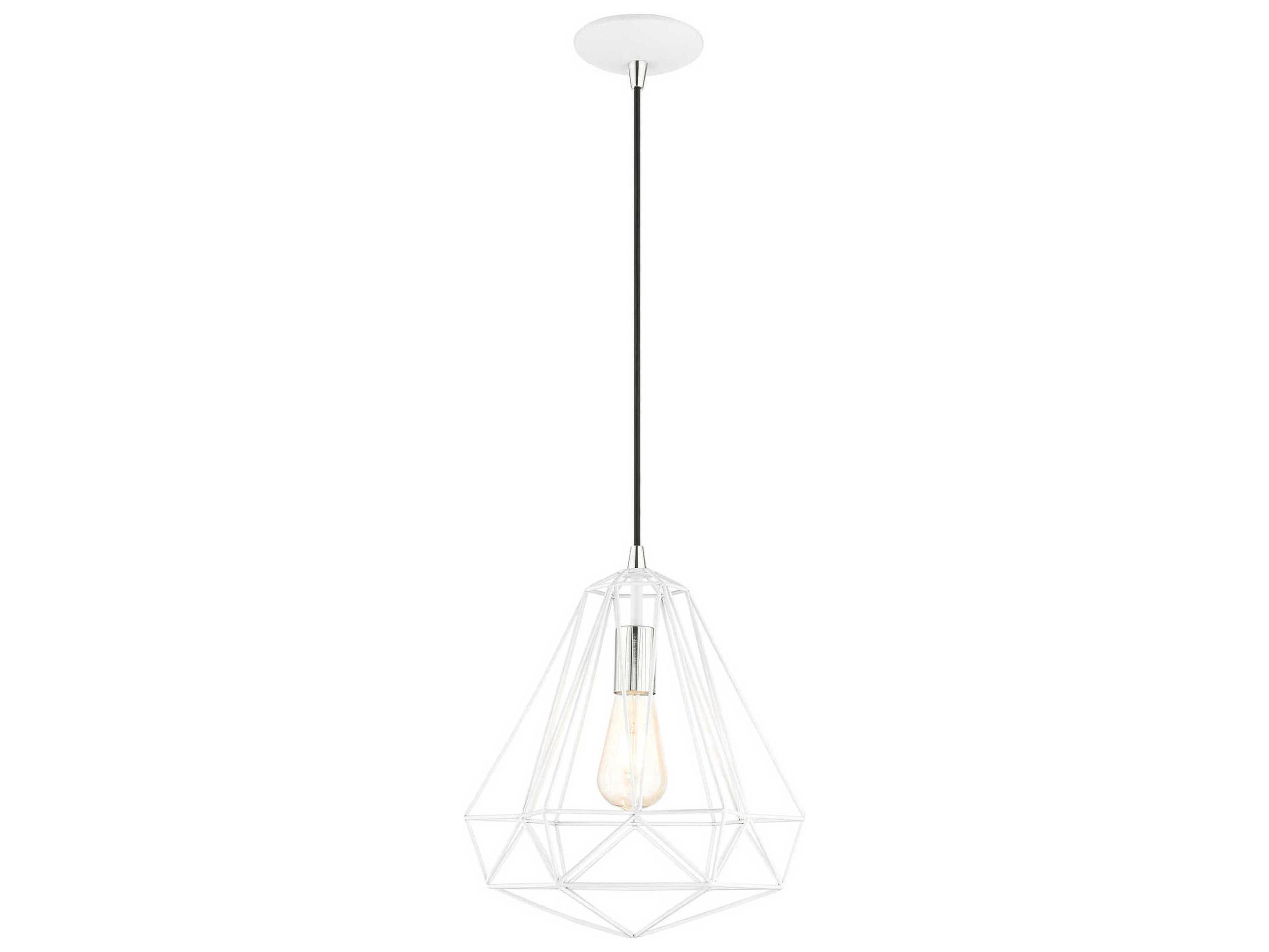 Geometric 1-Light Shiny White Pendant