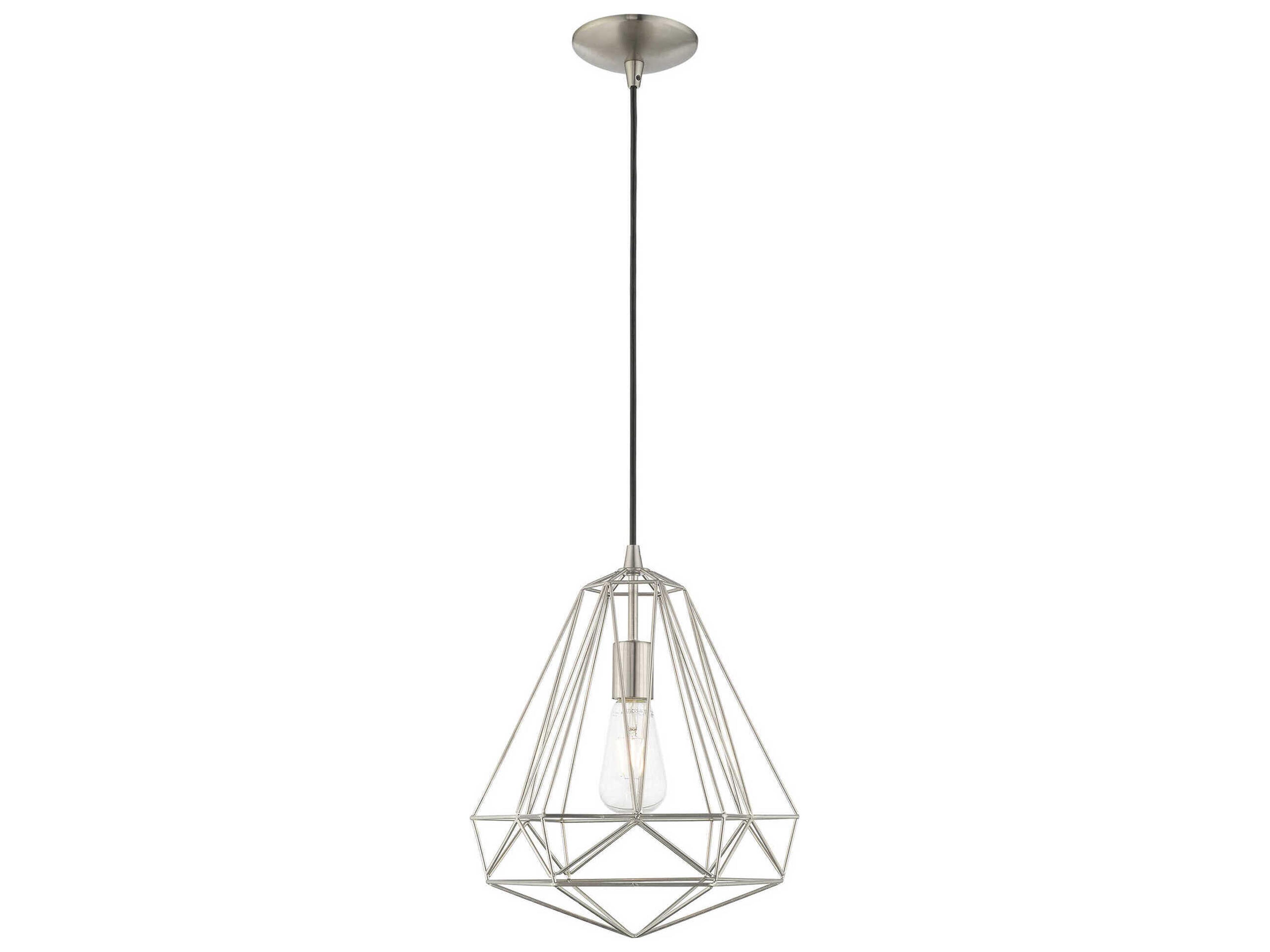 Geometric 1-Light Brushed Nickel Pendant