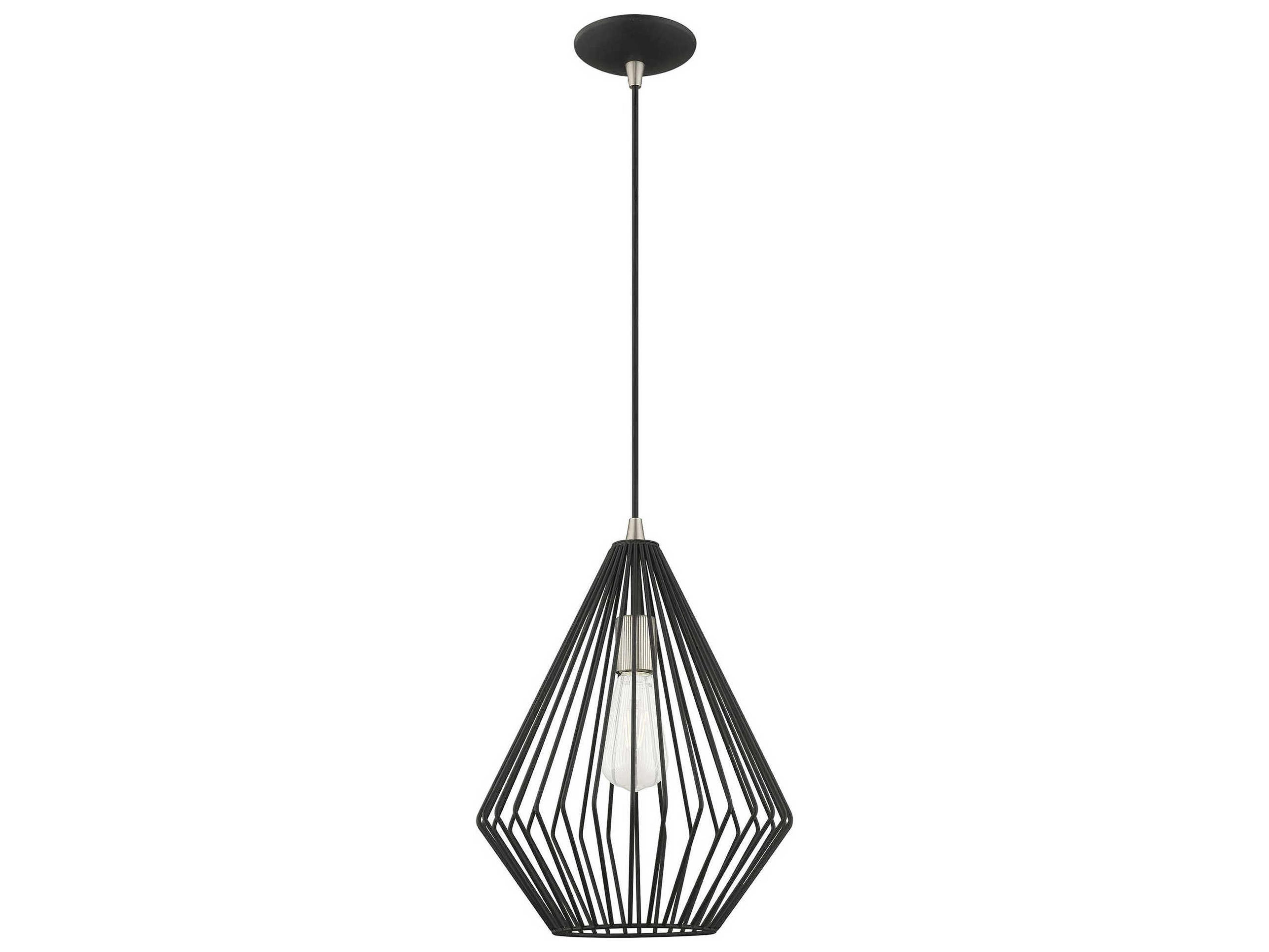 Livex Lighting Geometric 1-Light Black Mini Pendant