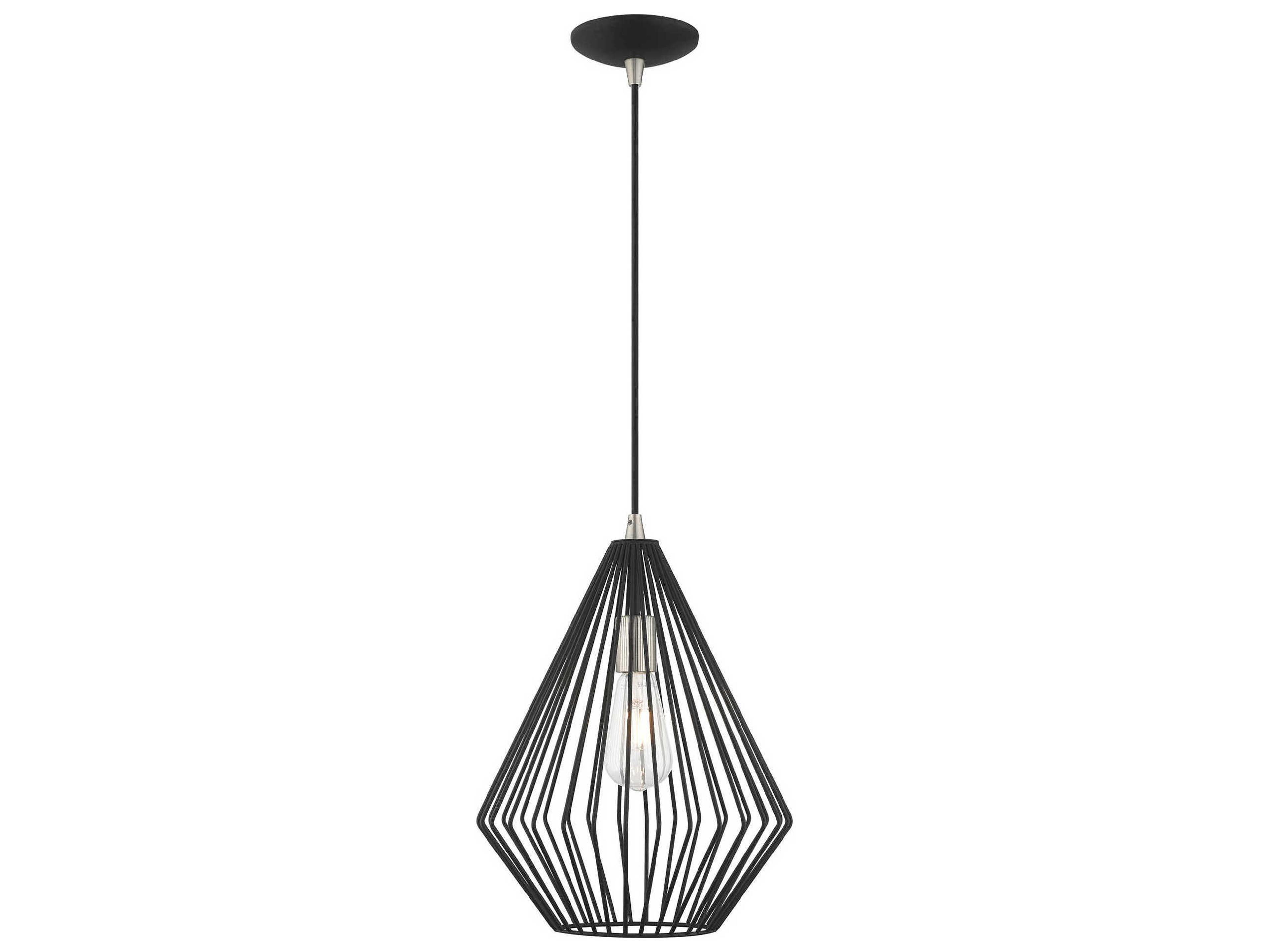 Livex Lighting Geometric 1-Light Black Mini Pendant