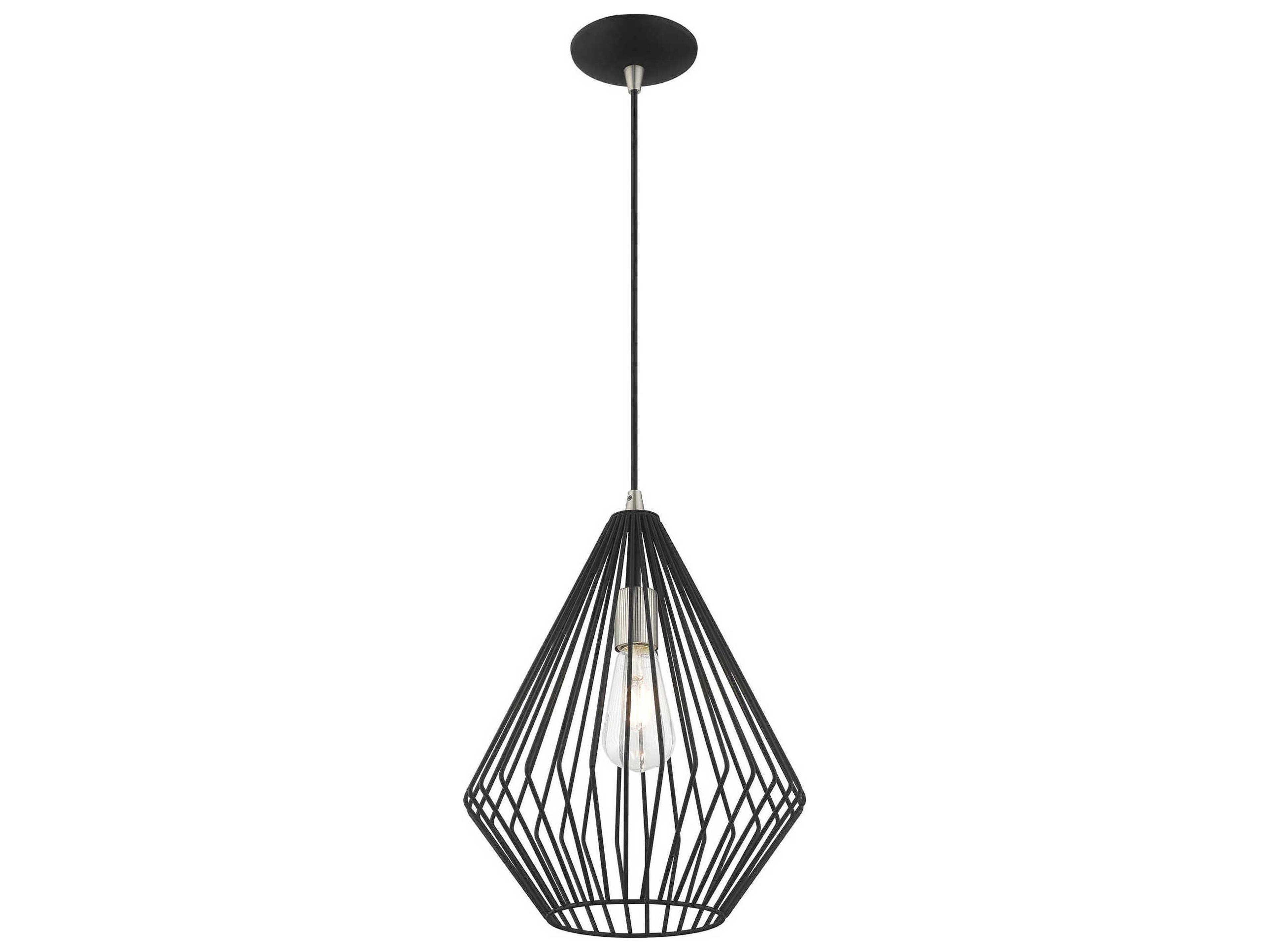Livex Lighting Geometric 1-Light Black Mini Pendant