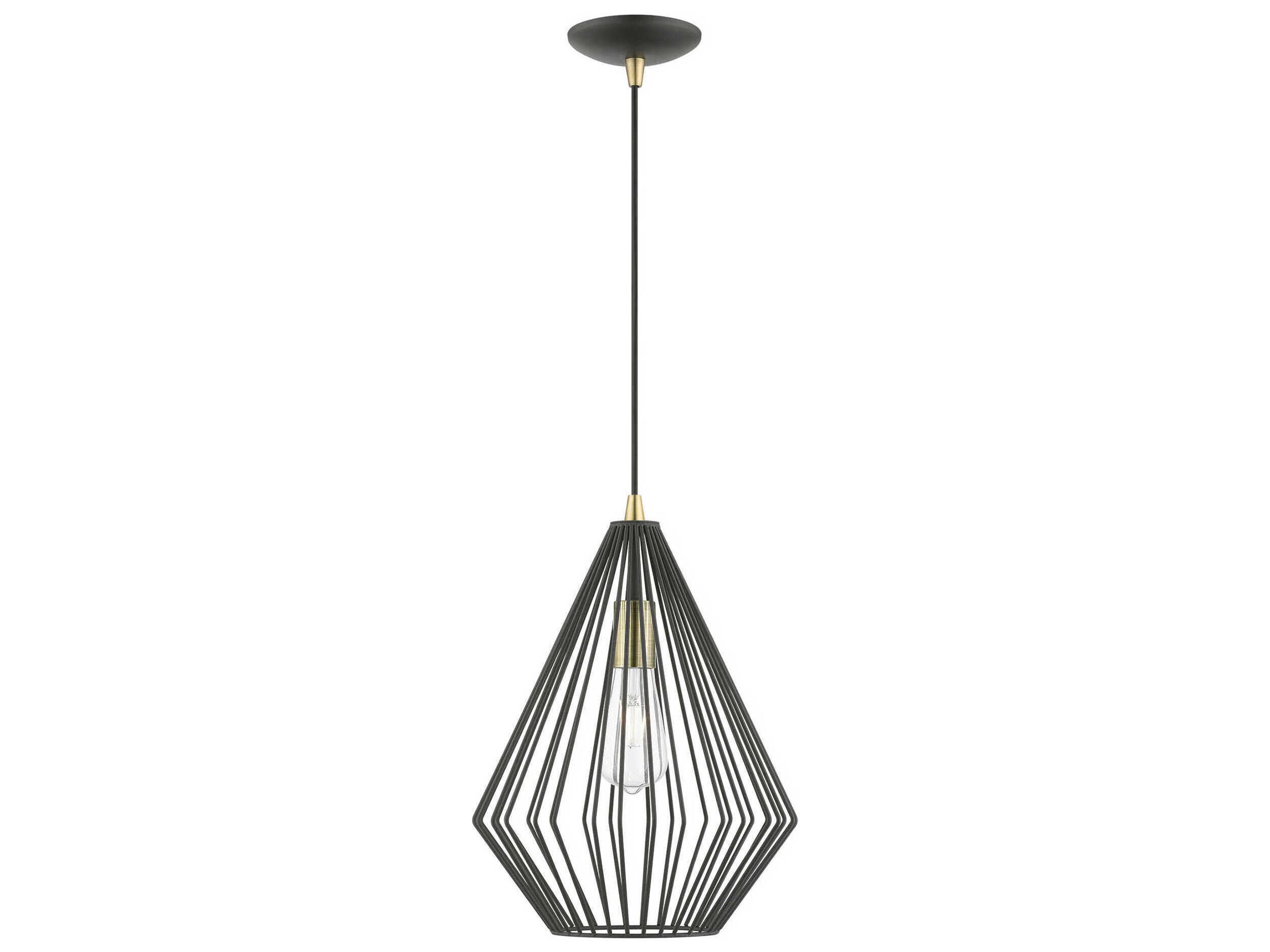 Linz 1-Light Textured Black Antique Brass Mini Pendant