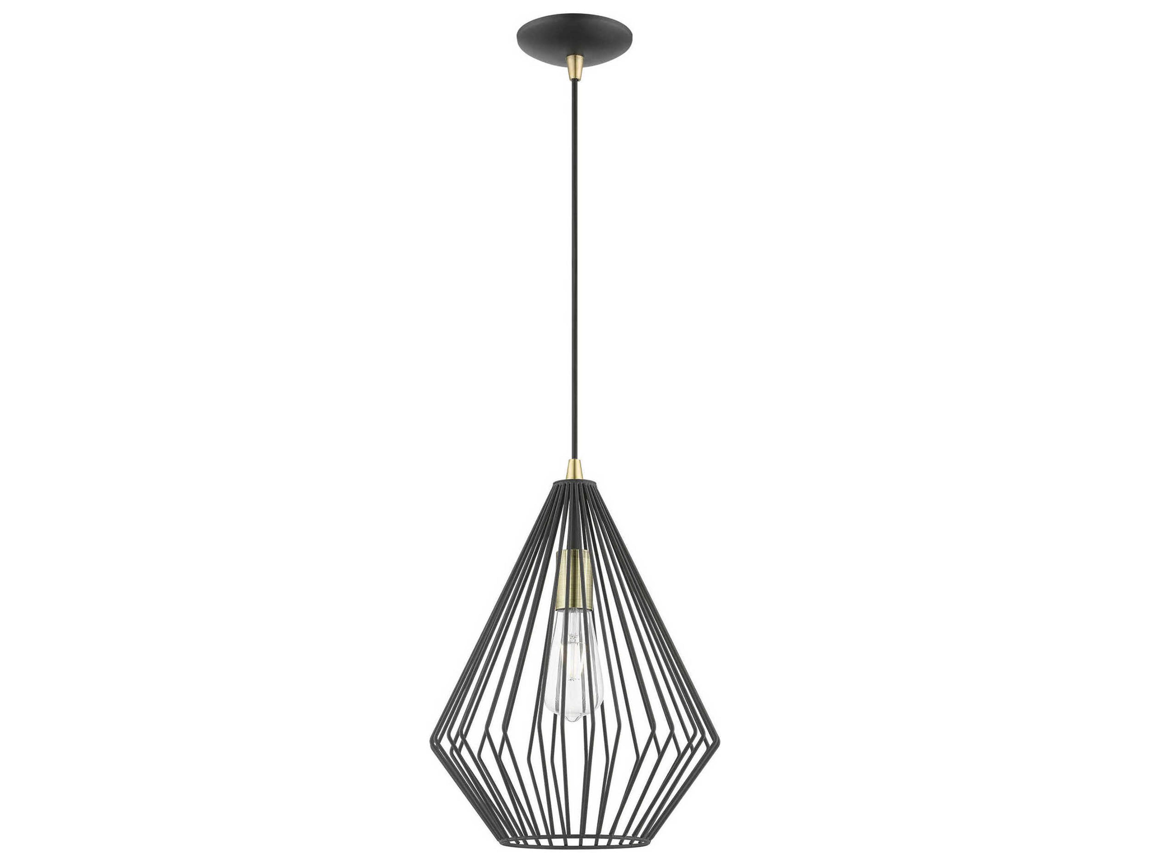 Livex Lighting Linz 1-Light Textured Black Antique Brass Mini Pendant
