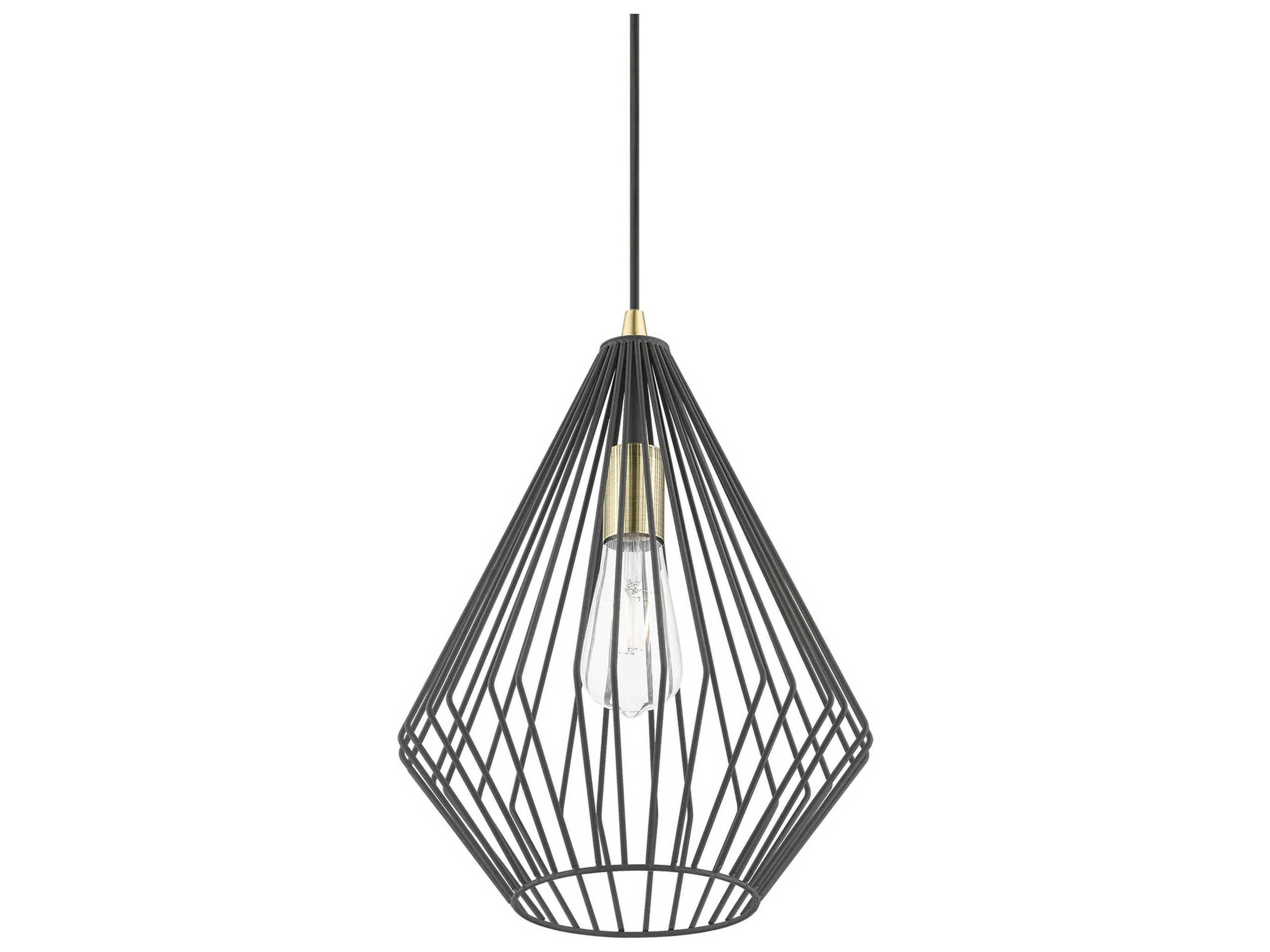 Livex Lighting Linz 1-Light Textured Black Antique Brass Mini Pendant