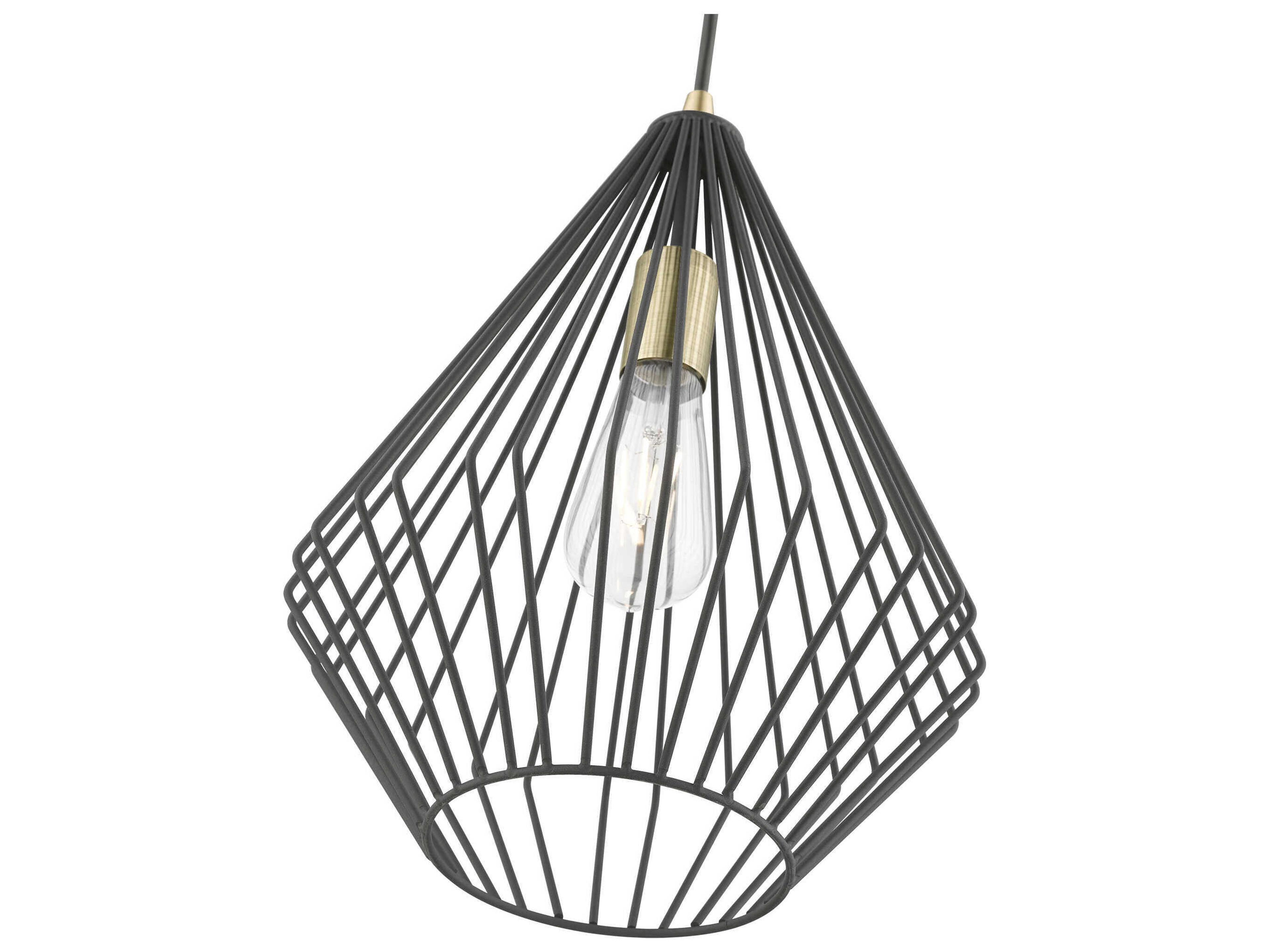 Livex Lighting Linz 1-Light Textured Black Antique Brass Mini Pendant