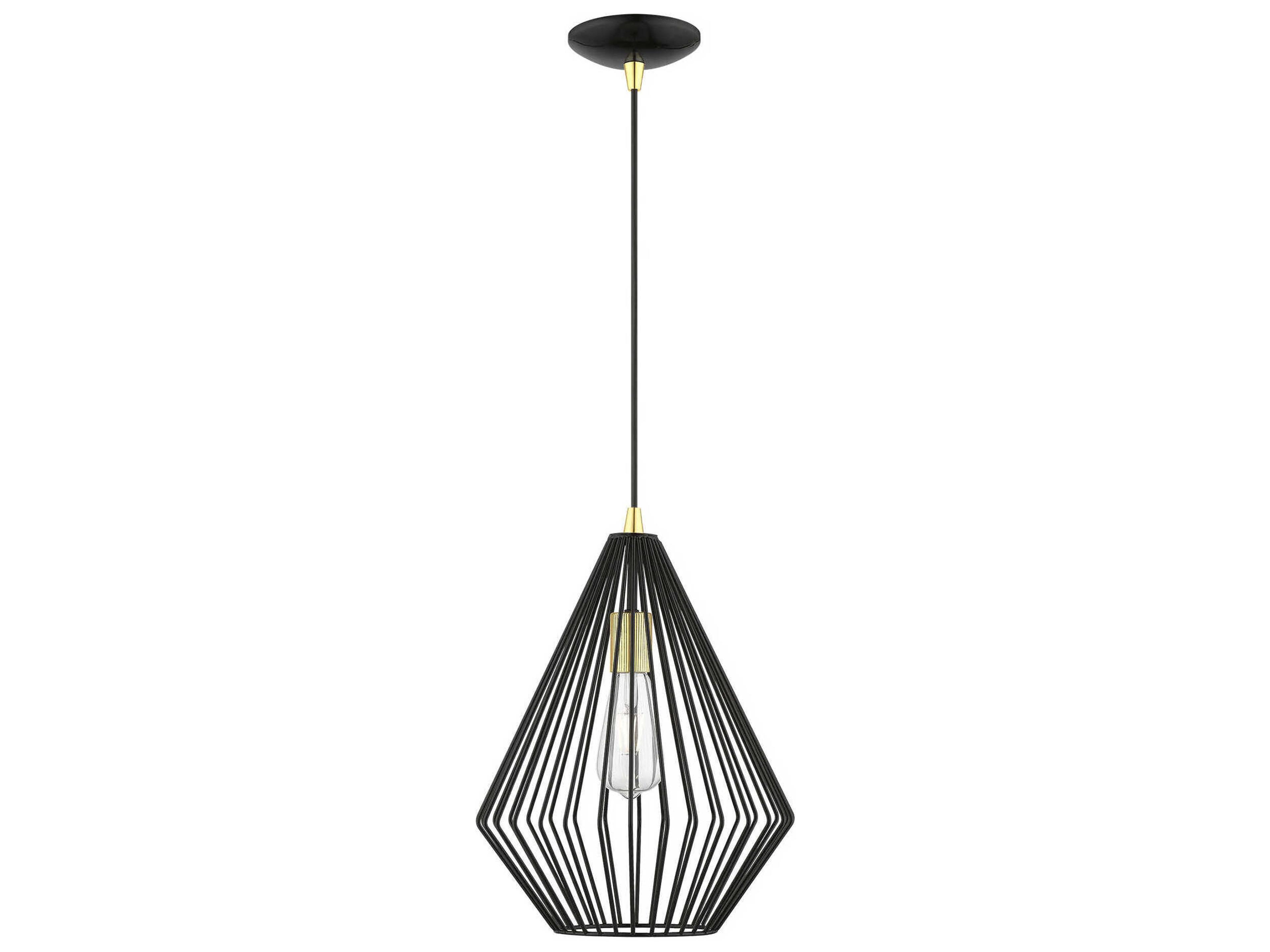 Linz 1-Light Shiny Black Polished Brass Mini Pendant