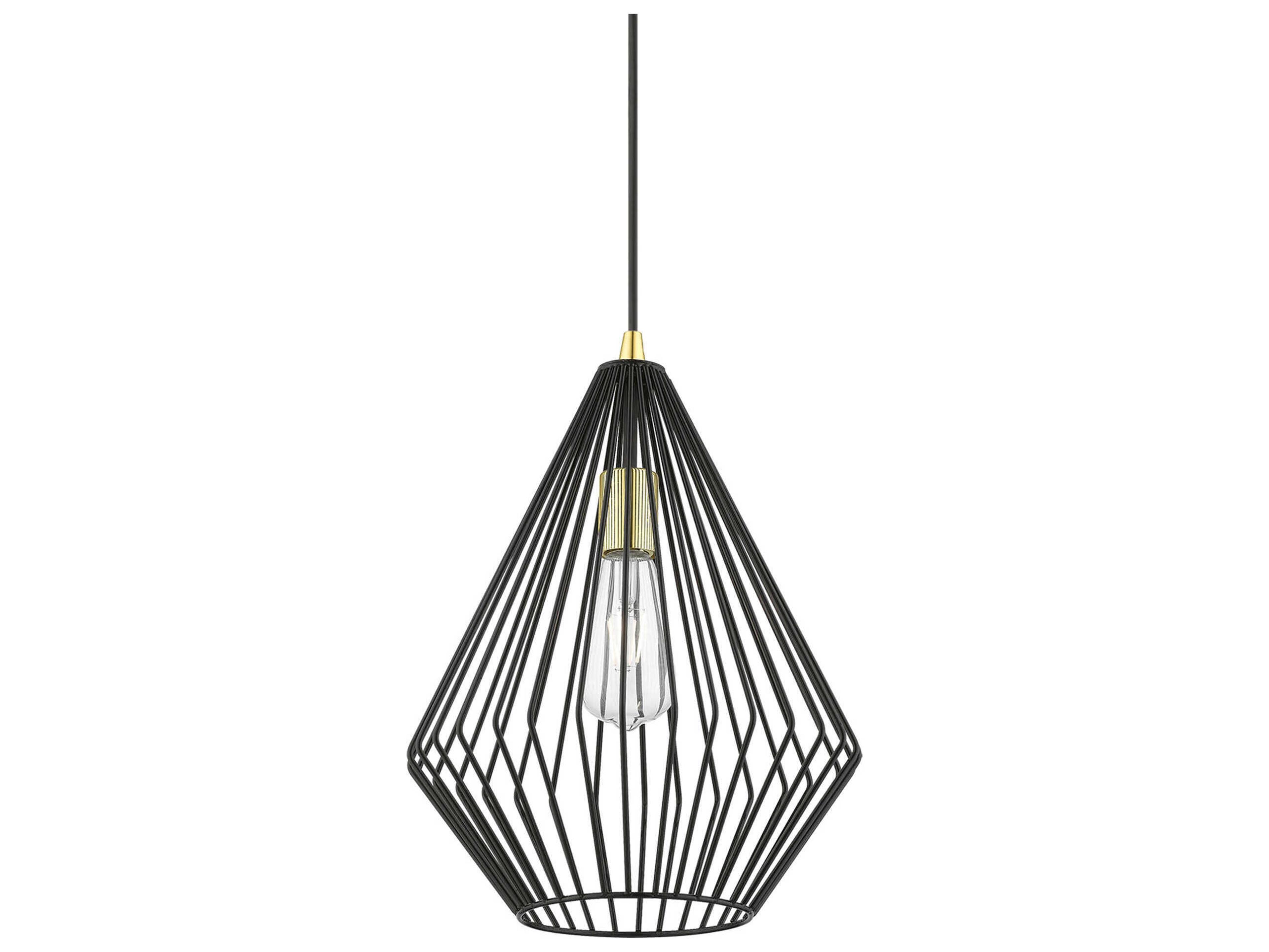 Livex Lighting Linz 1-Light Shiny Black Polished Brass Mini Pendant