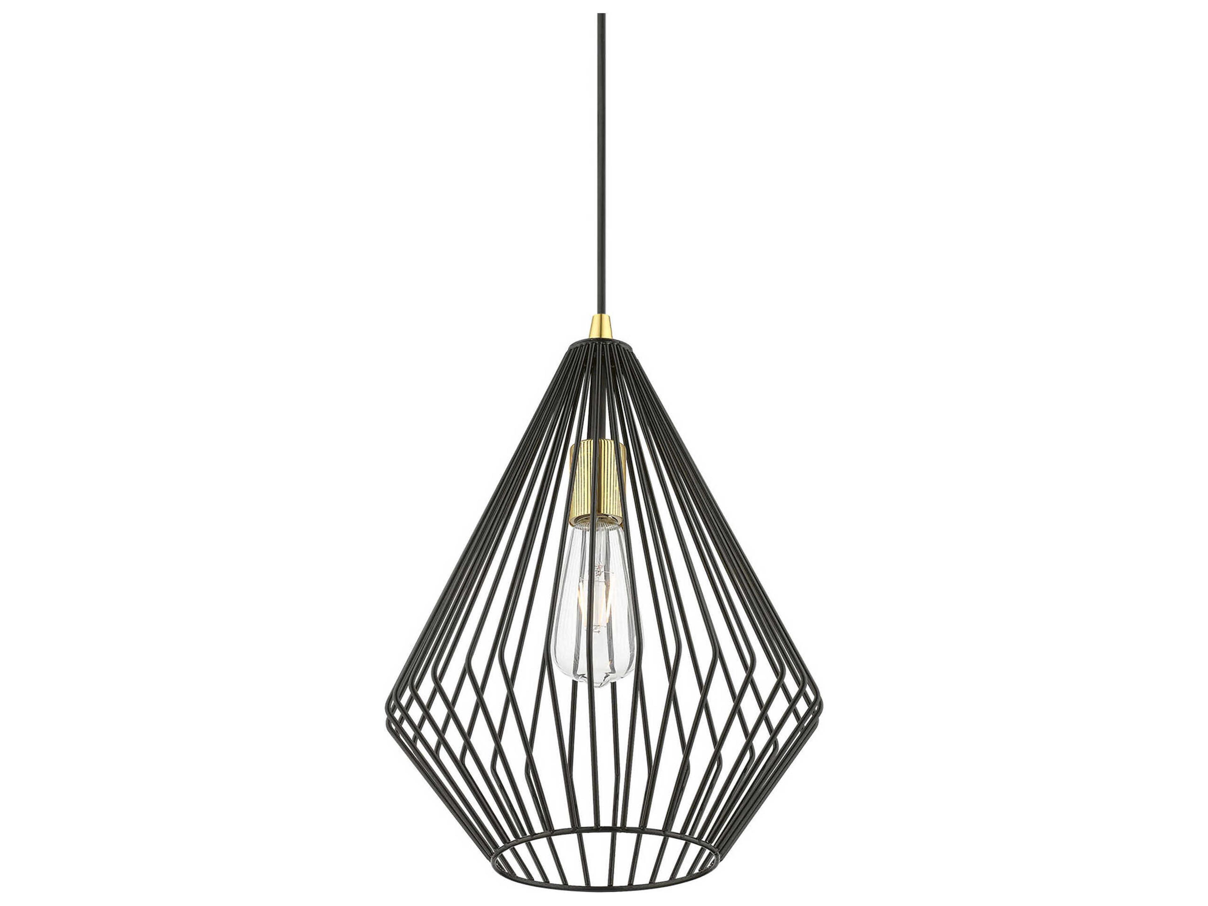 Livex Lighting Linz 1-Light Shiny Black Polished Brass Mini Pendant