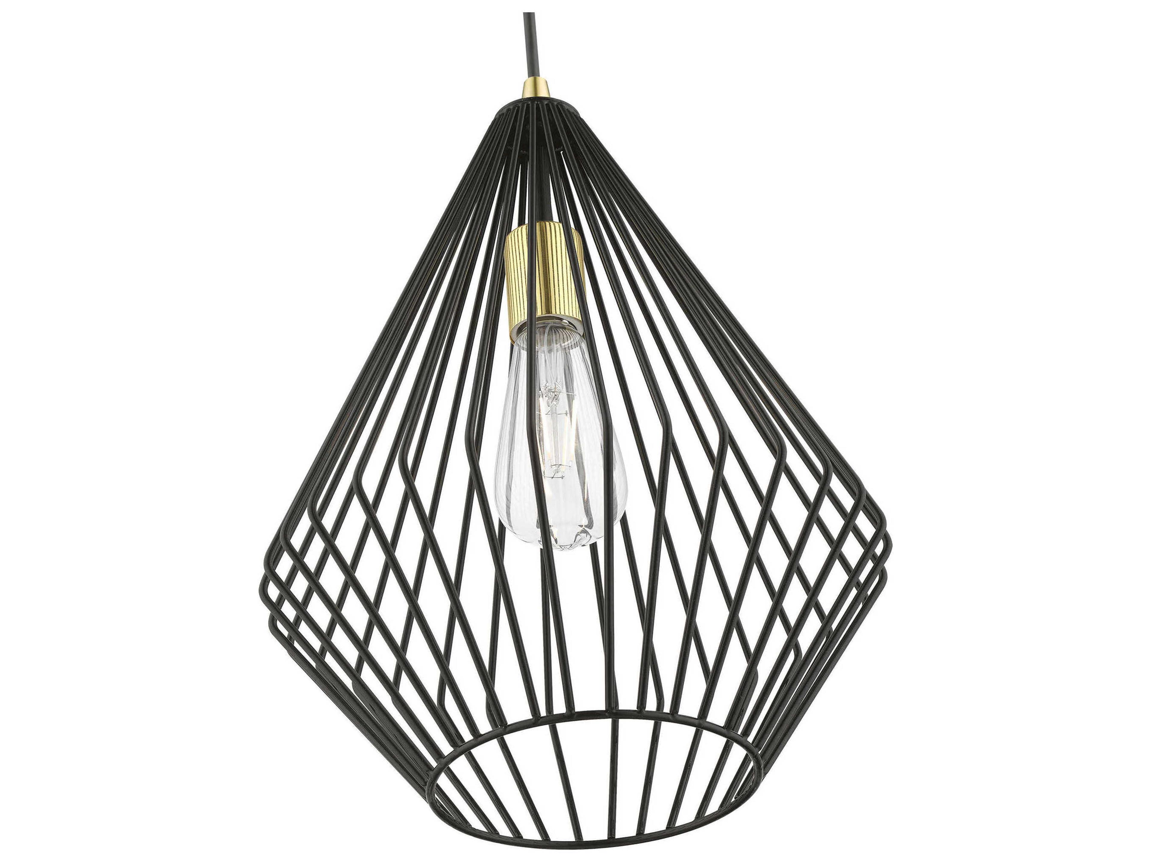 Livex Lighting Linz 1-Light Shiny Black Polished Brass Mini Pendant
