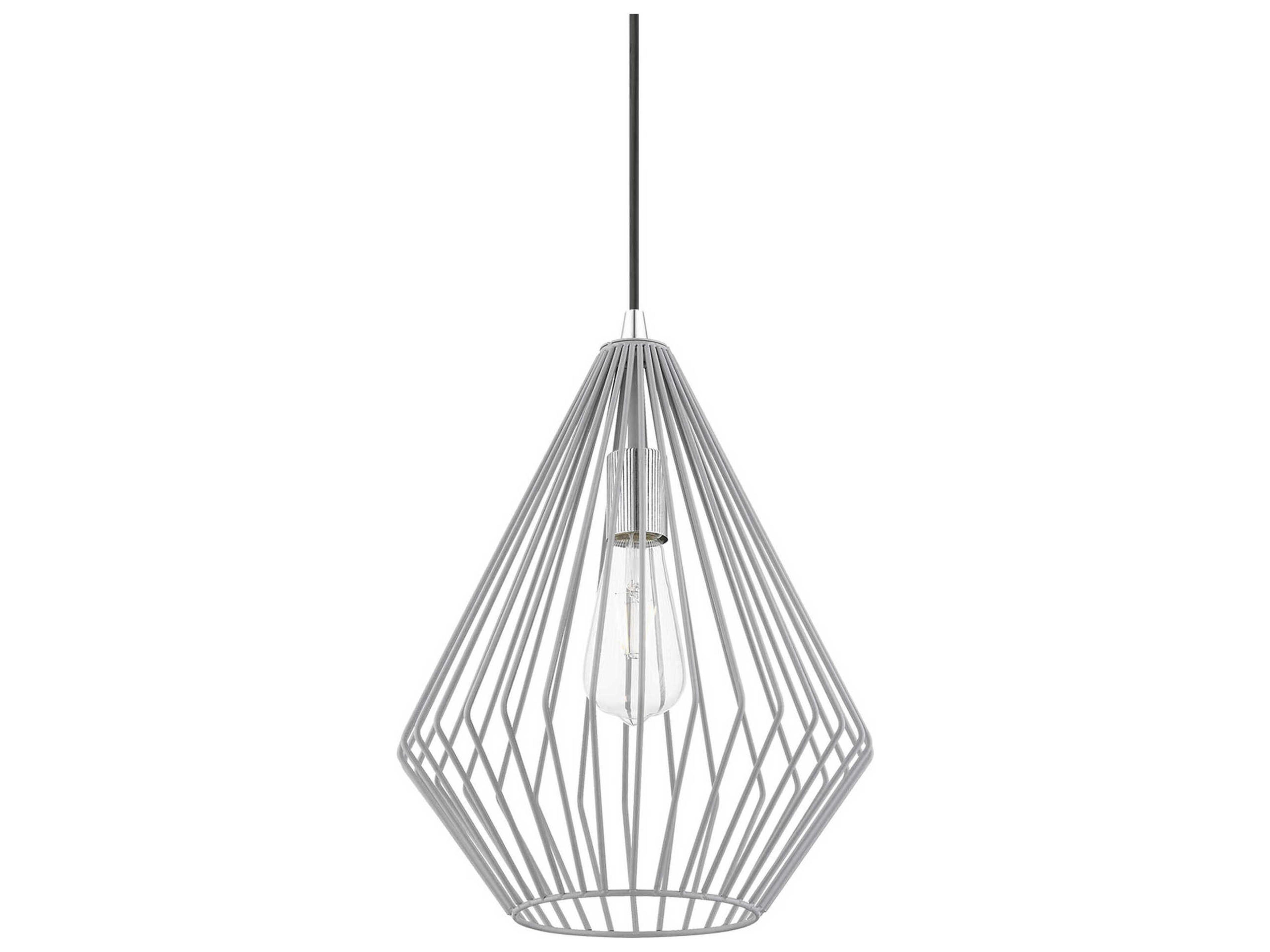 Livex Lighting Linz 1-Light Nordic Gray Polished Chrome Mini Pendant