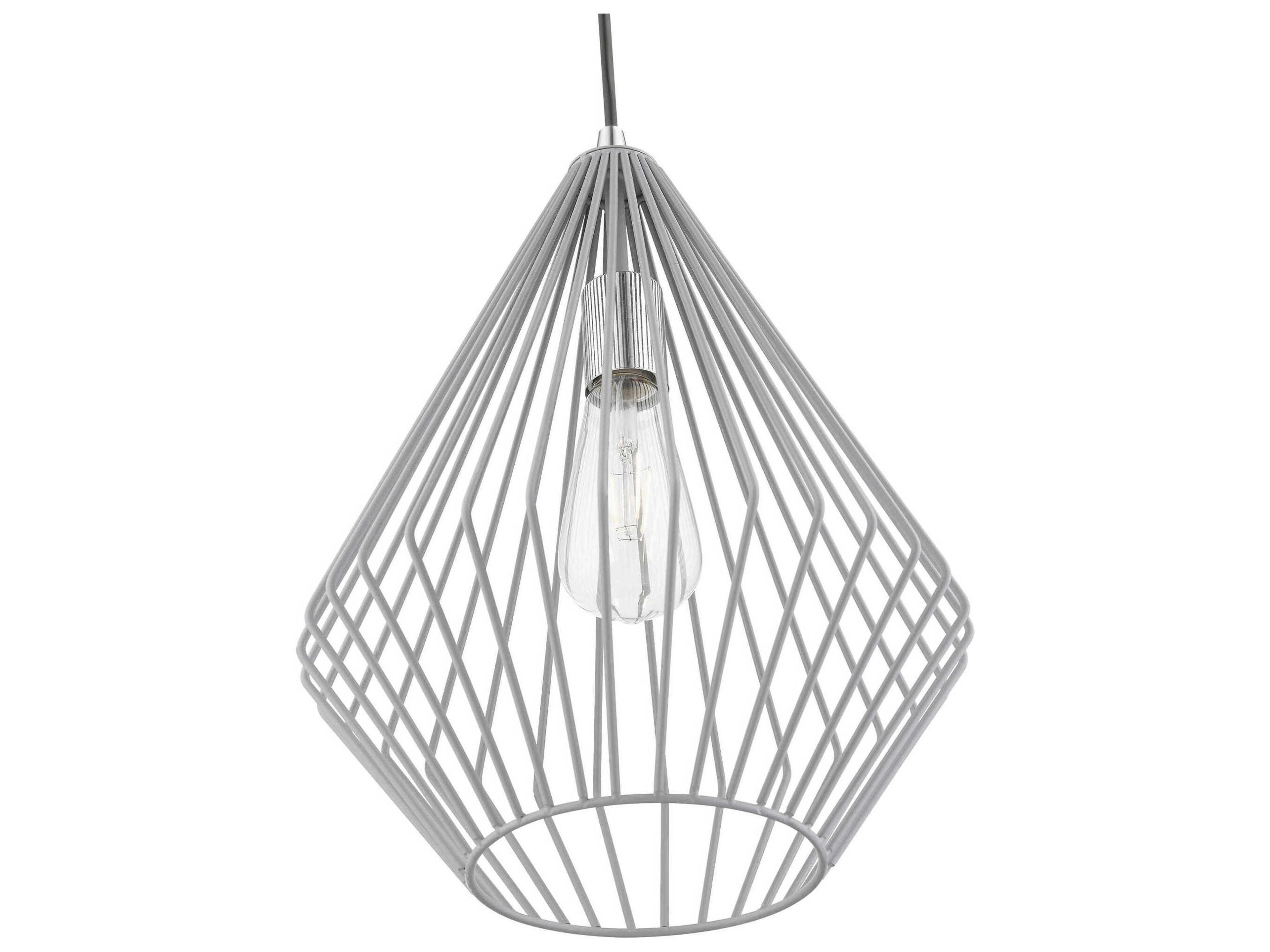 Livex Lighting Linz 1-Light Nordic Gray Polished Chrome Mini Pendant