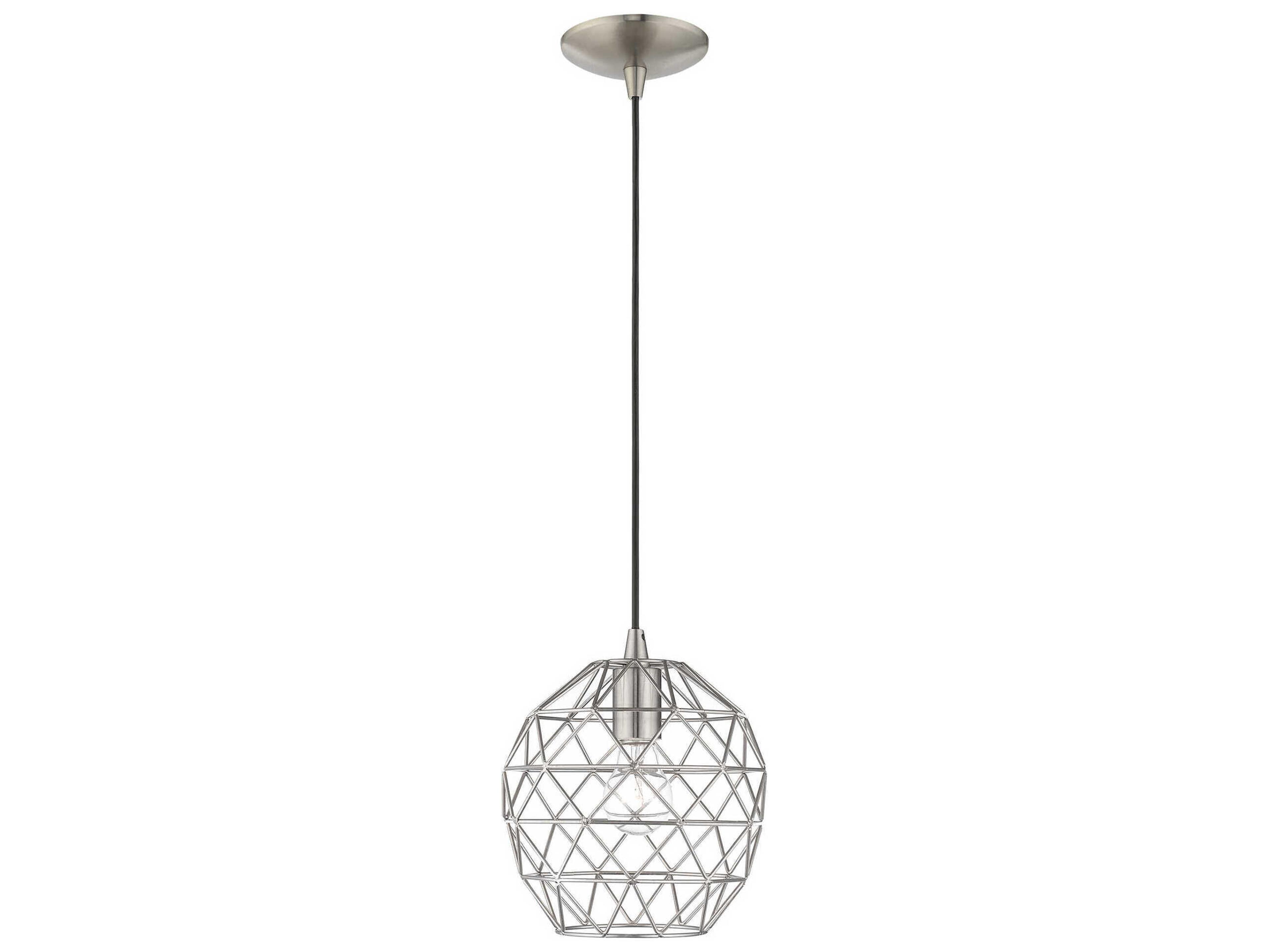 Geometric 1-Light Brushed Nickel Bell Mini Pendant