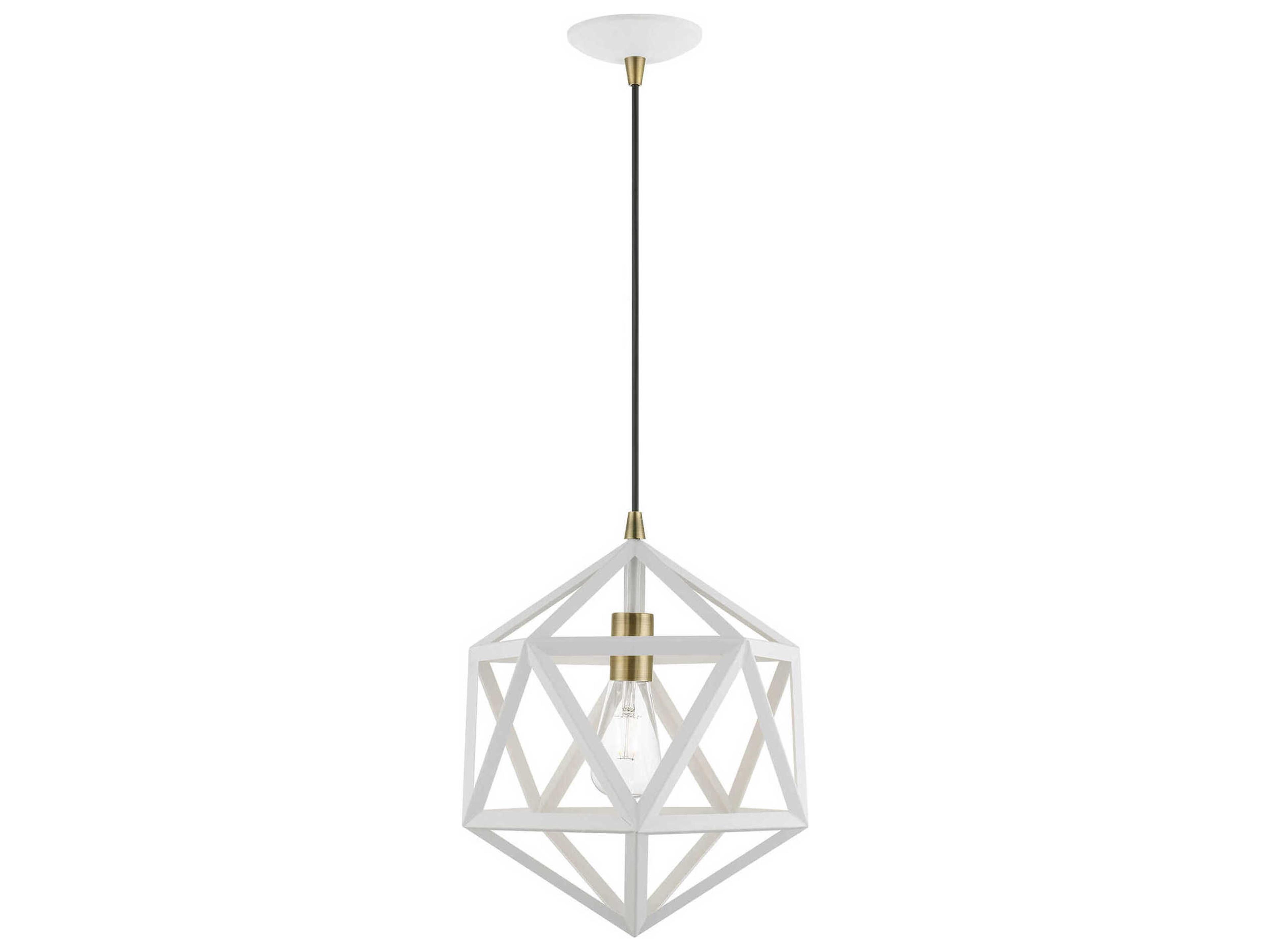 Ashland 1-Light Textured White Antique Brass Geometric Pendant