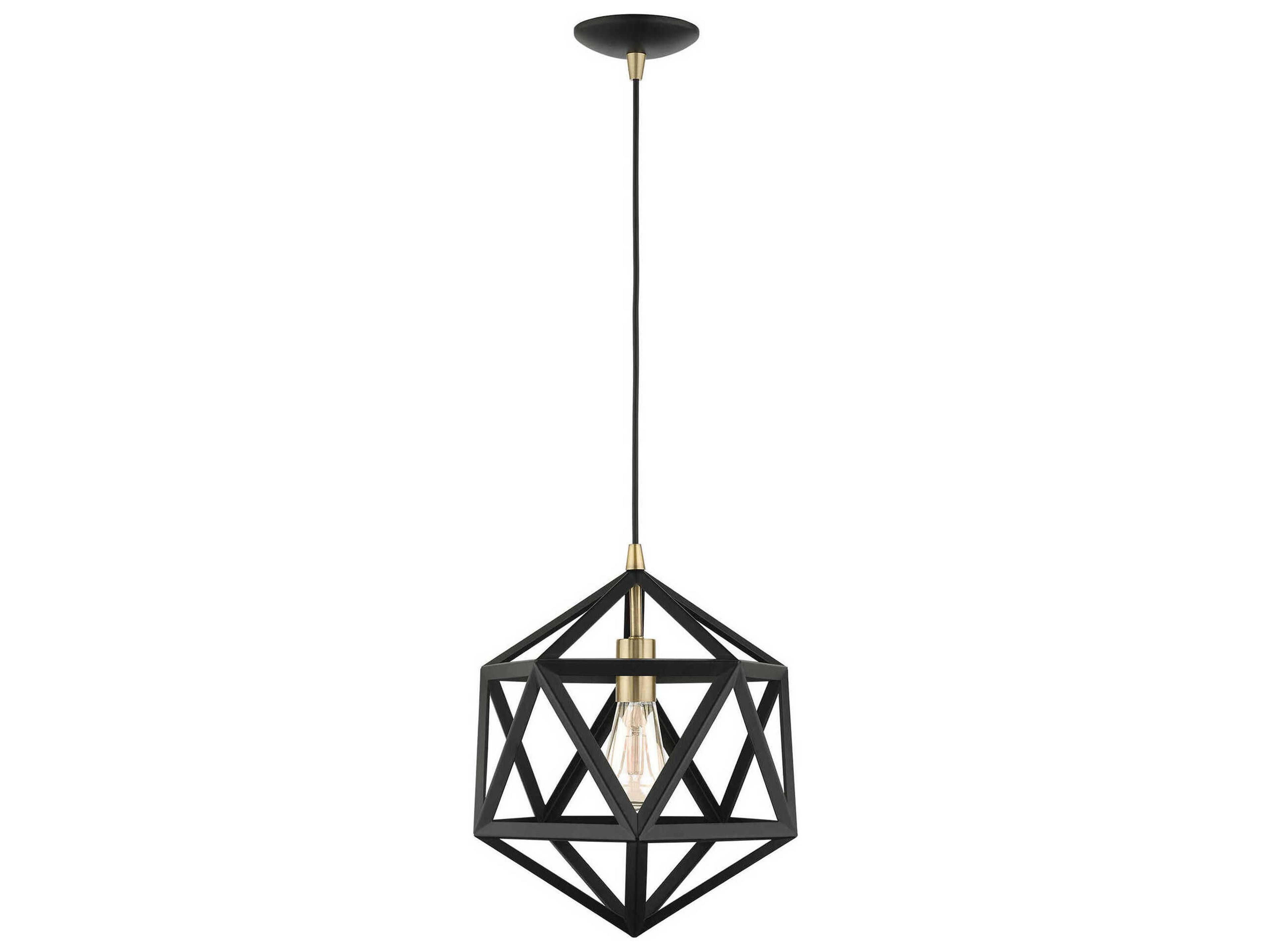 Livex Lighting Geometric 1-Light Textured Black Pendant