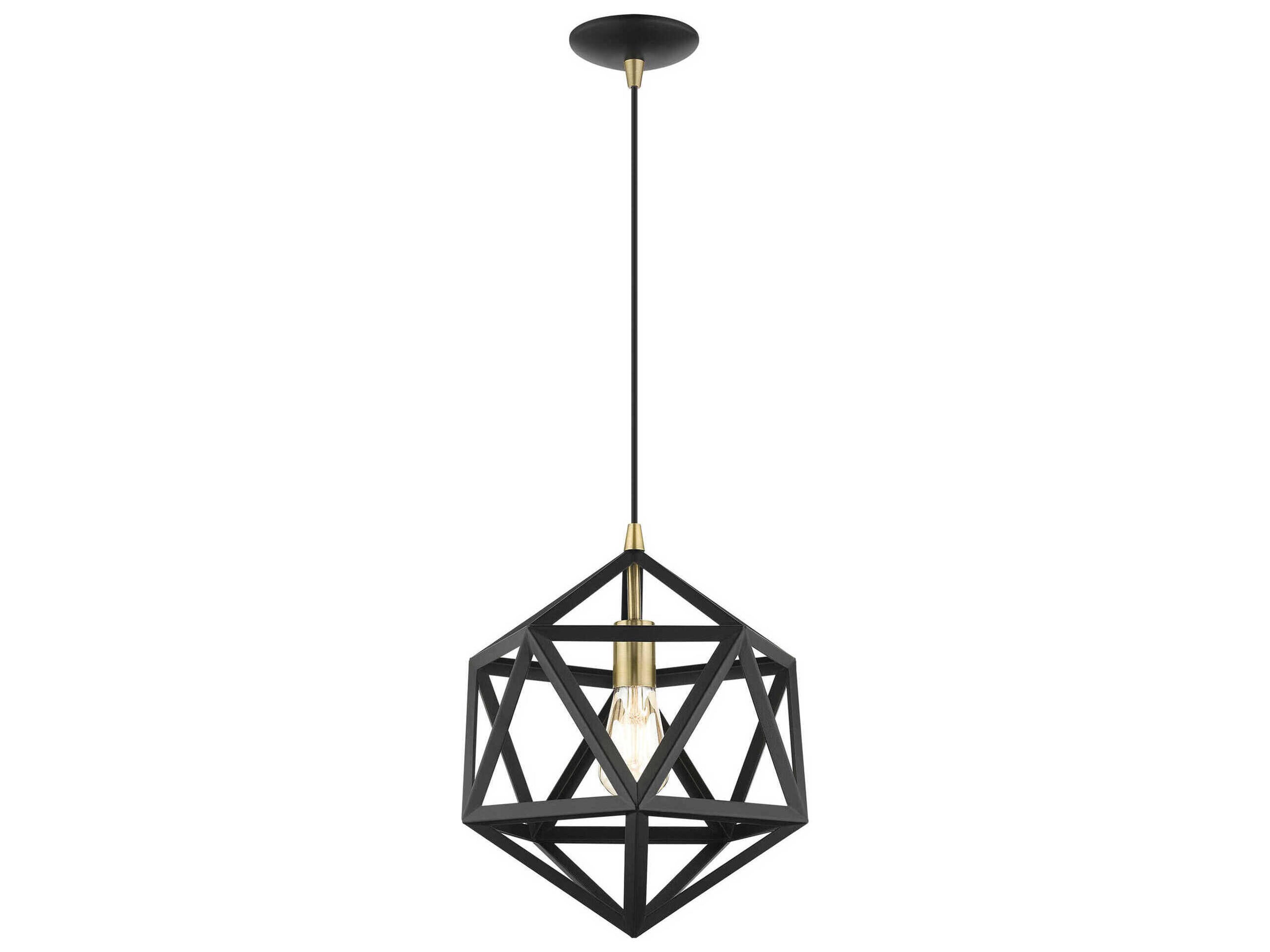 Livex Lighting Geometric 1-Light Textured Black Pendant