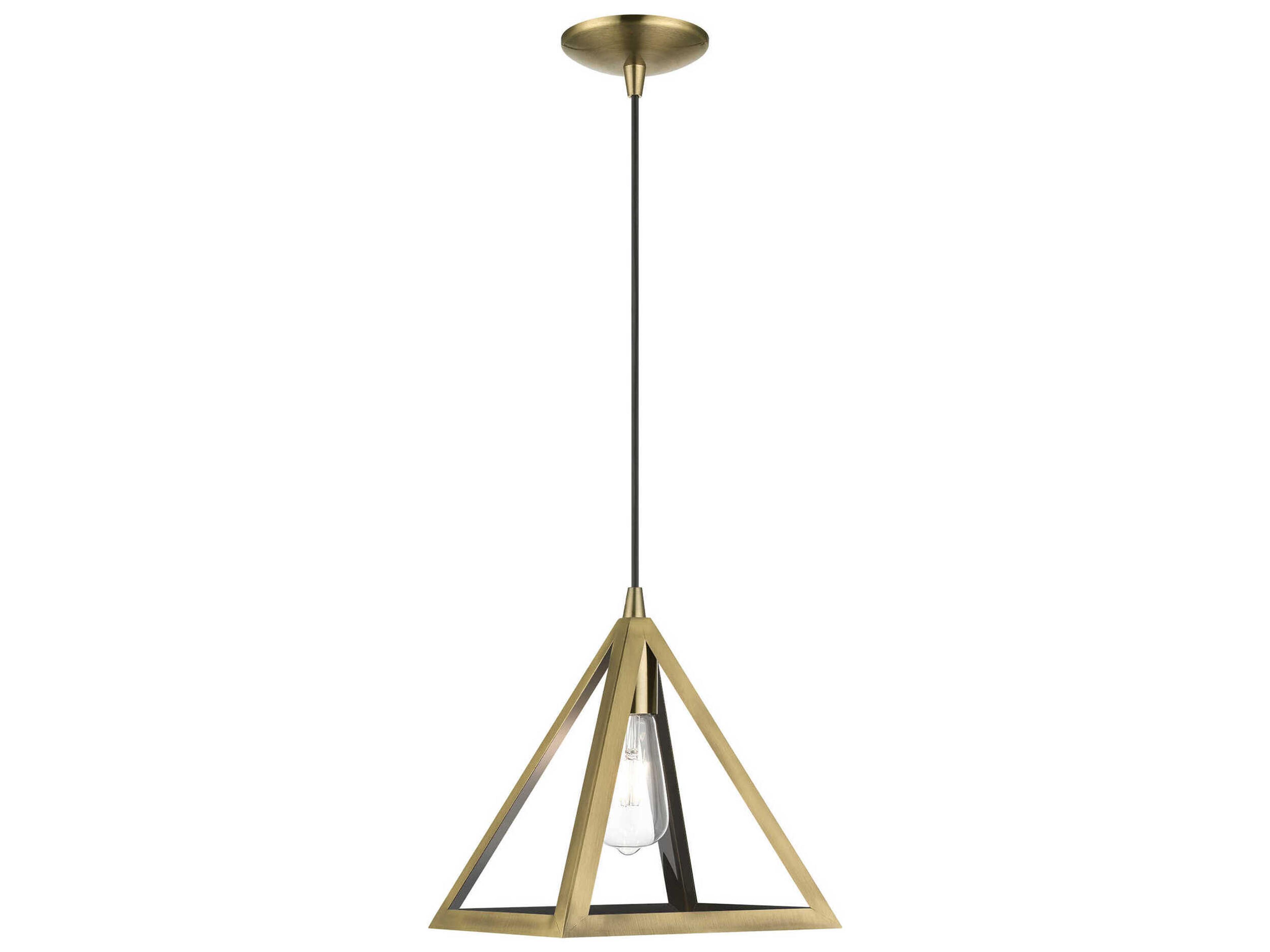 Pinnacle 1-Light Antique Brass Geometric Mini Pendant