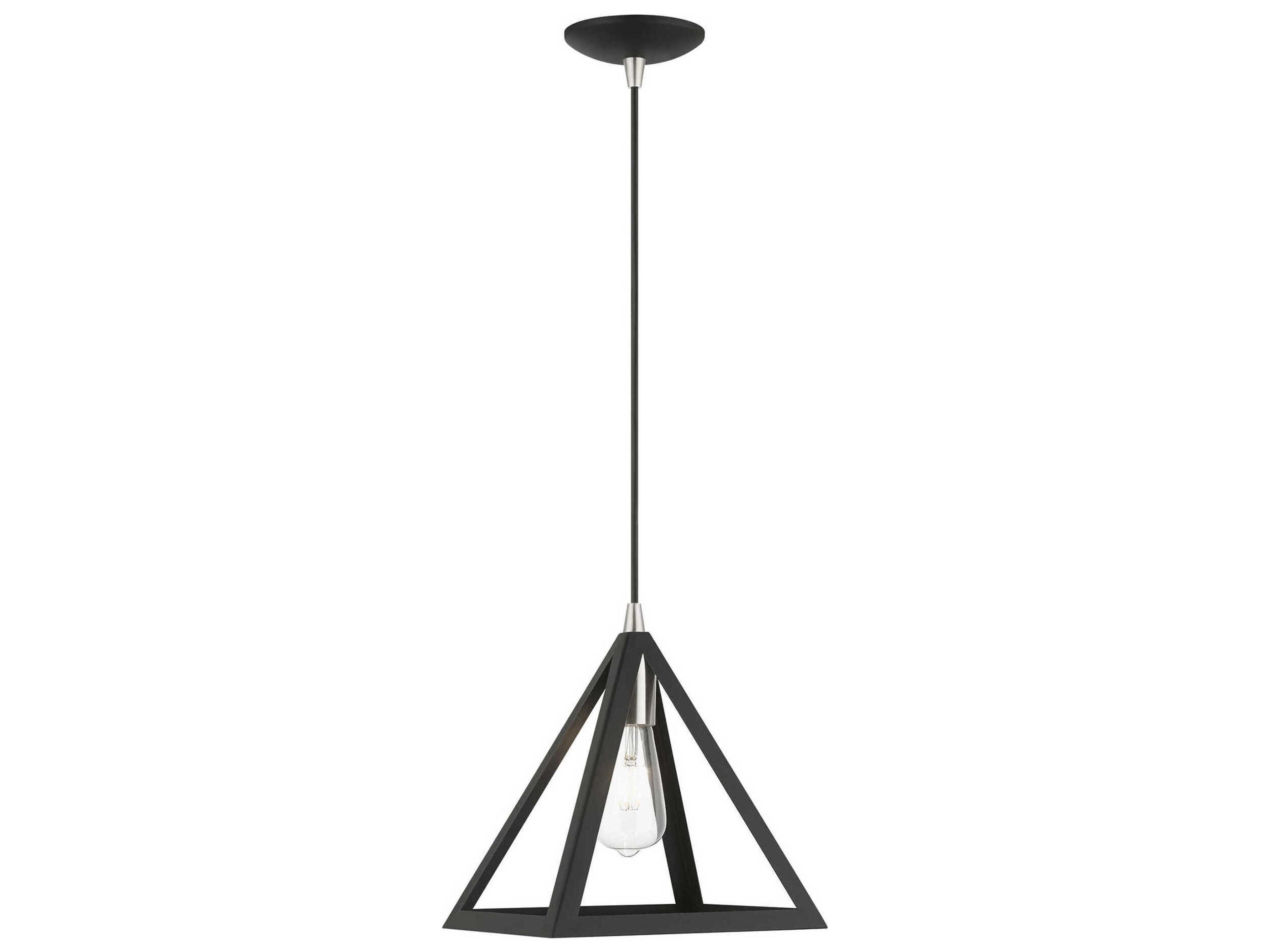 Pinnacle 1-Light Black Brushed Nickel Geometric Mini Pendant