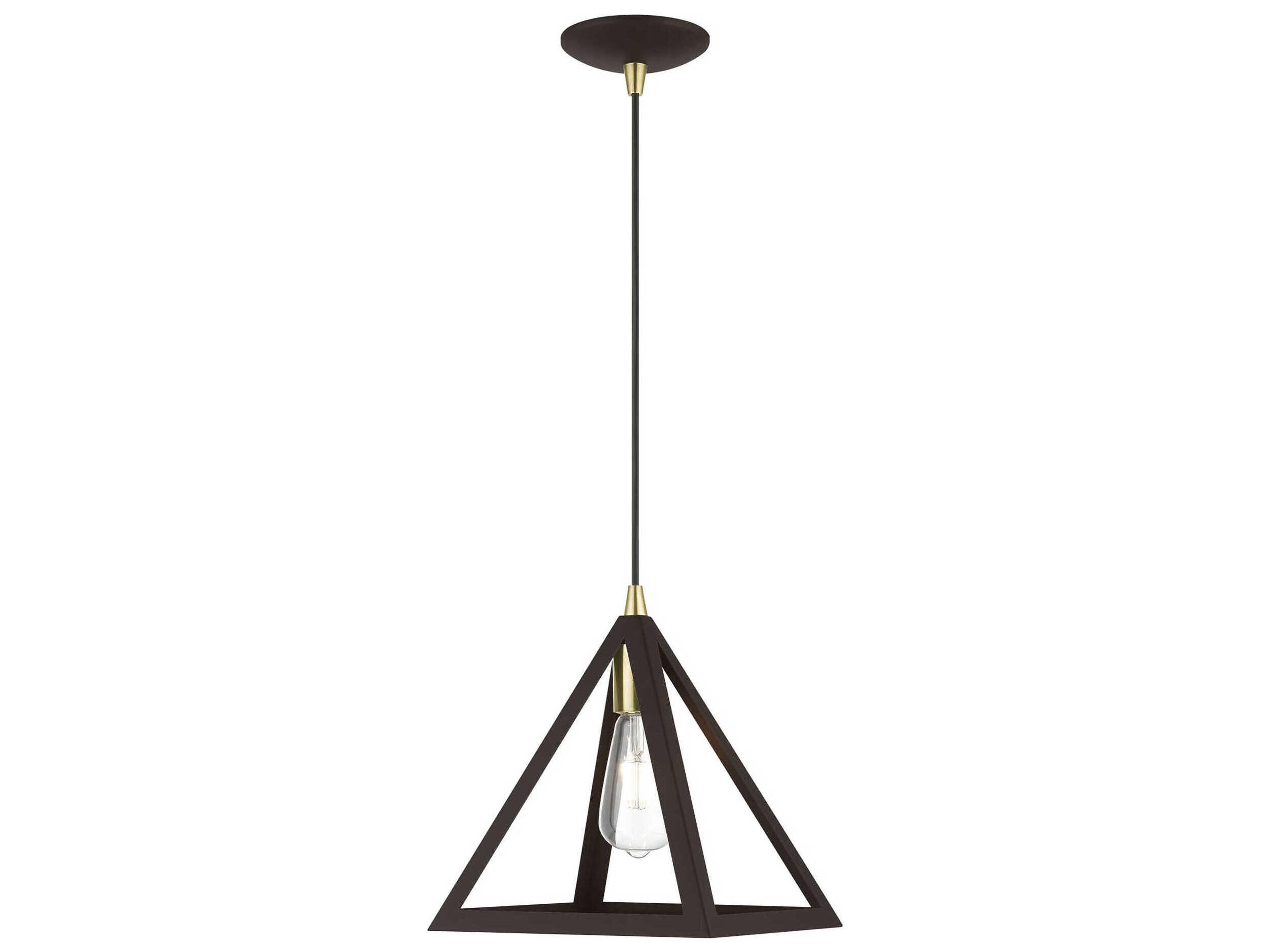 Pinnacle 1-Light Bronze Antique Brass Geometric Mini Pendant