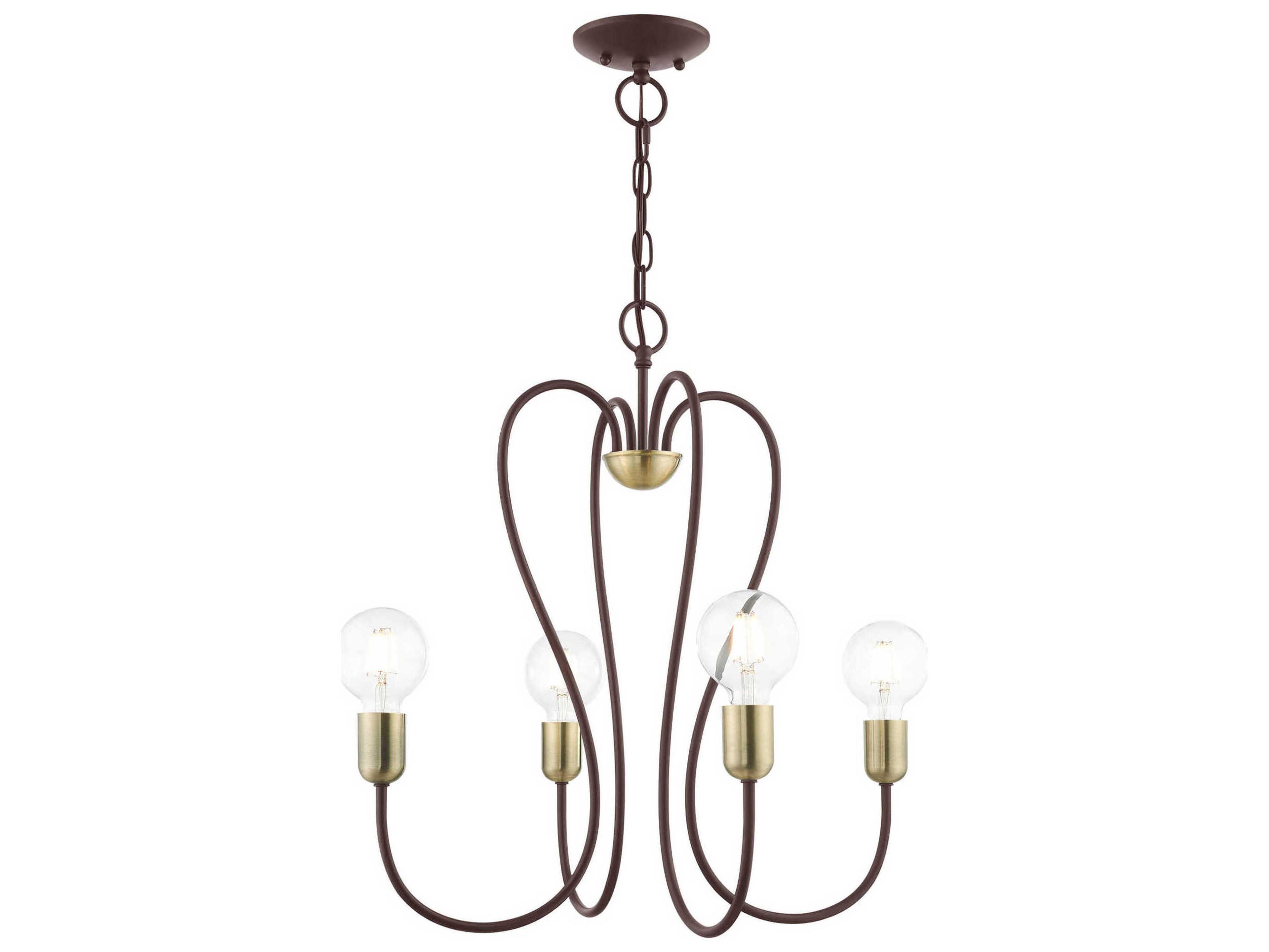 Lucerne 4-Light Bronze Antique Brass Chandelier