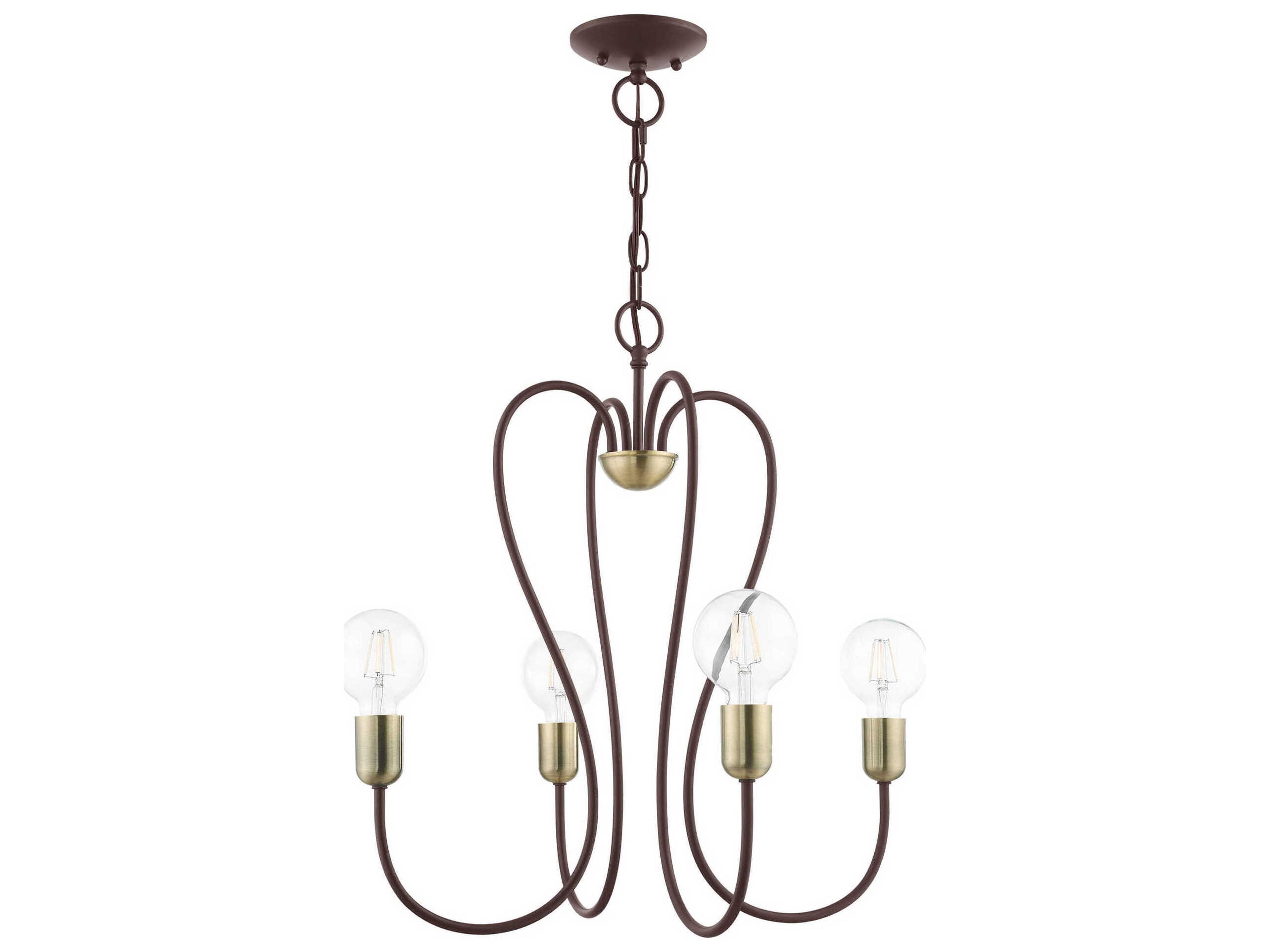 Livex Lighting Lucerne 4-Light Bronze Antique Brass Chandelier