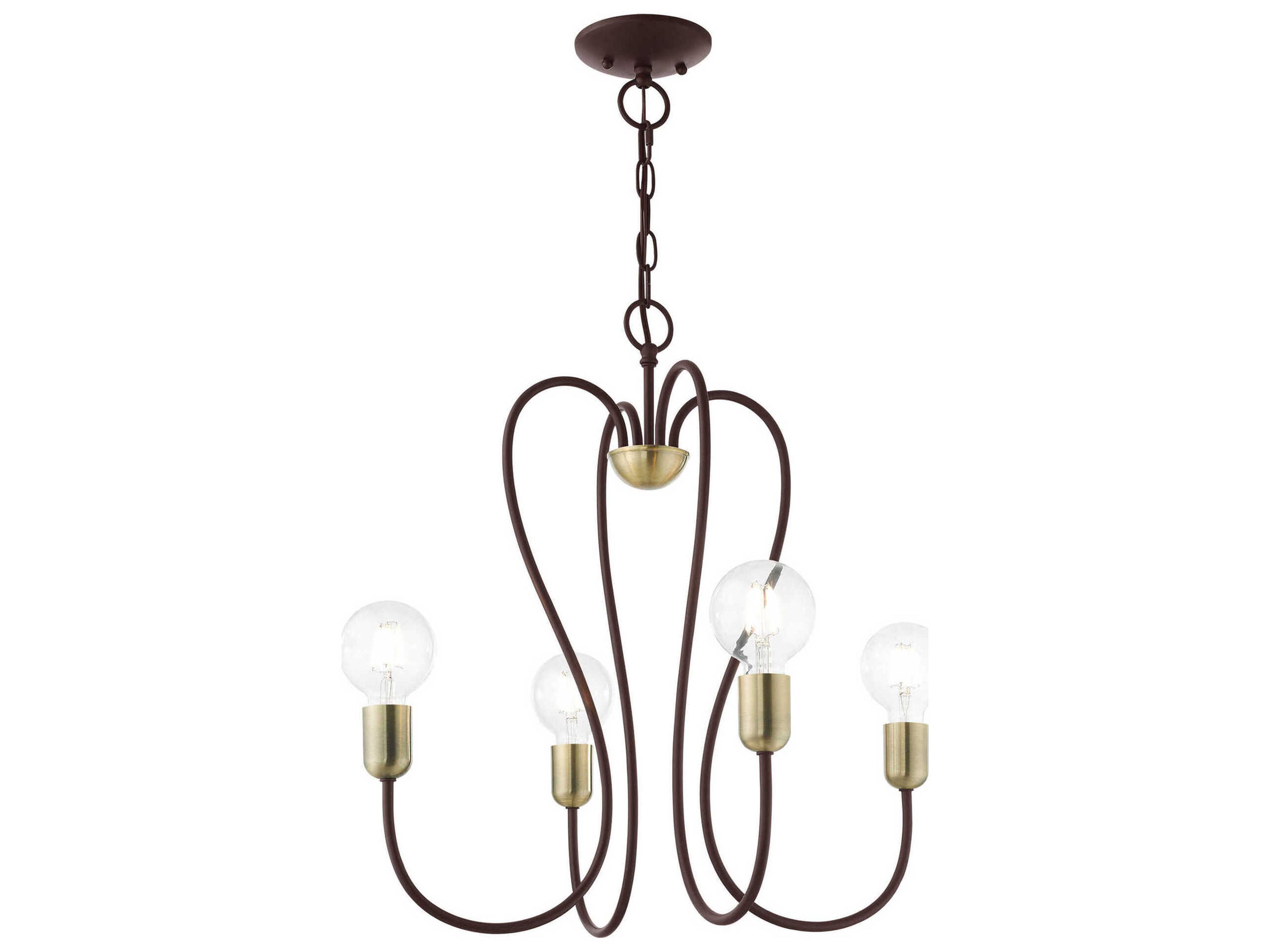 Livex Lighting Lucerne 4-Light Bronze Antique Brass Chandelier