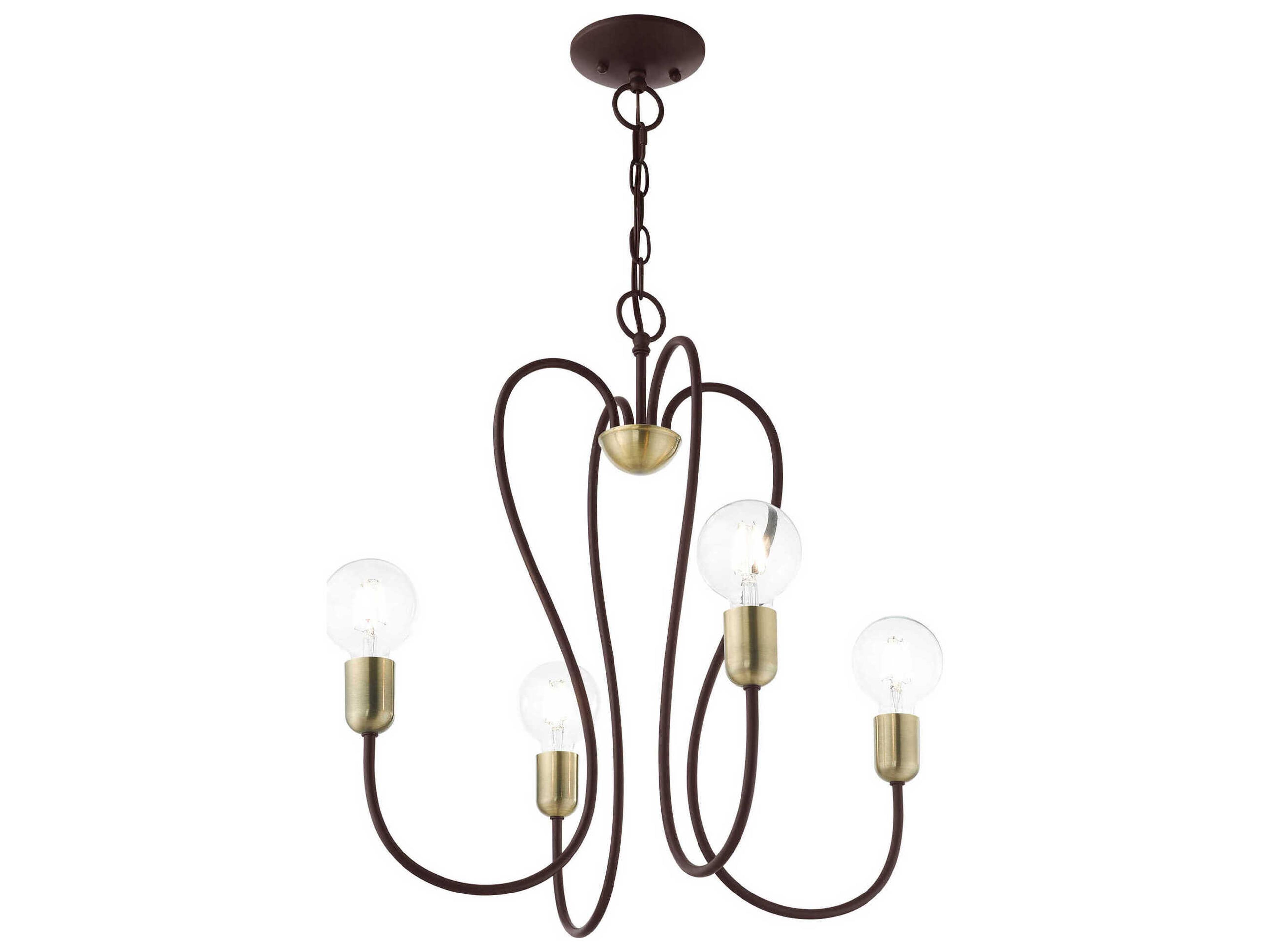 Livex Lighting Lucerne 4-Light Bronze Antique Brass Chandelier