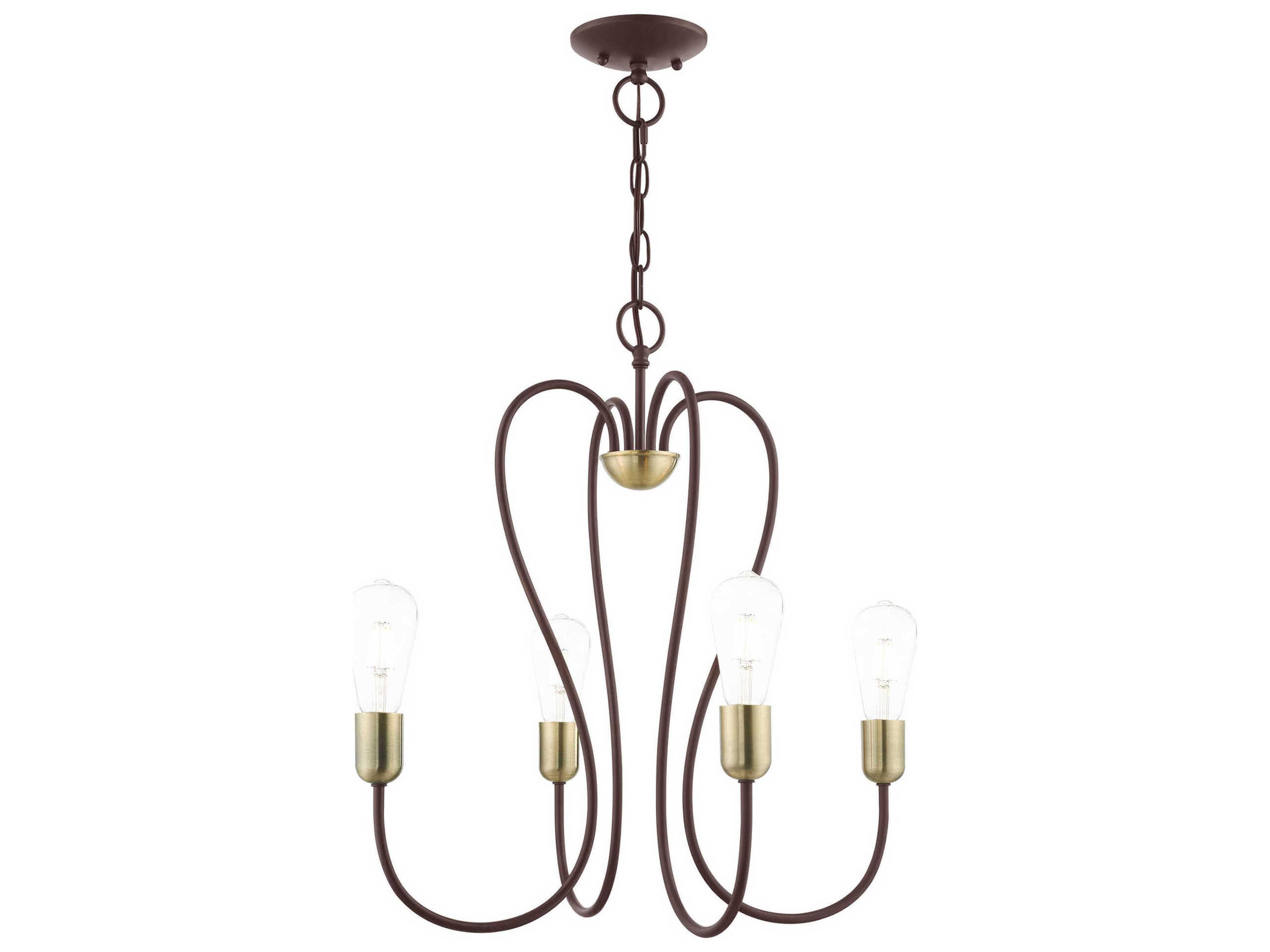 Livex Lighting Lucerne 4-Light Bronze Antique Brass Chandelier